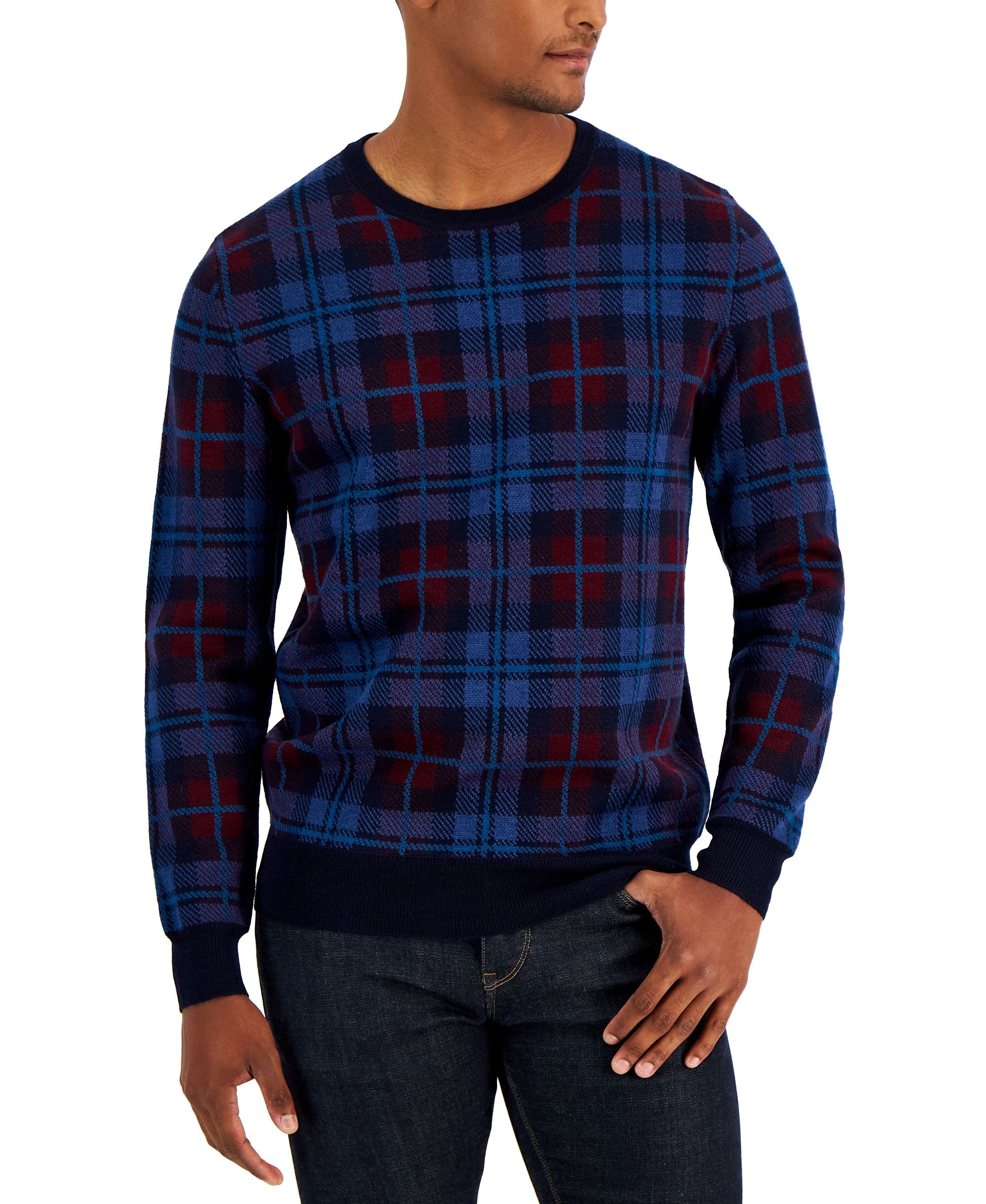 Club Room Mens Plaid Sweater