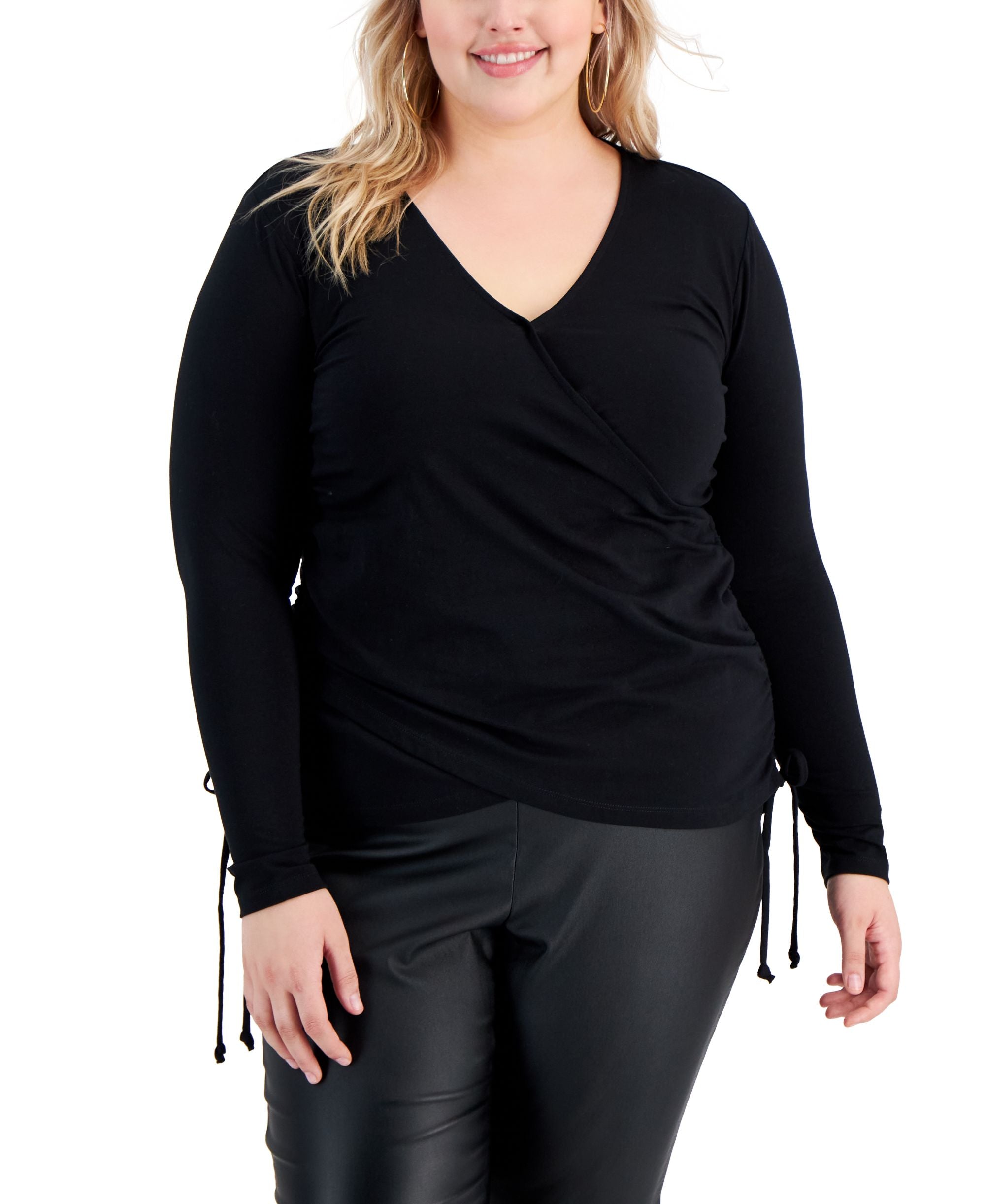 INC International Concepts Plus Size Side Ruched Top
