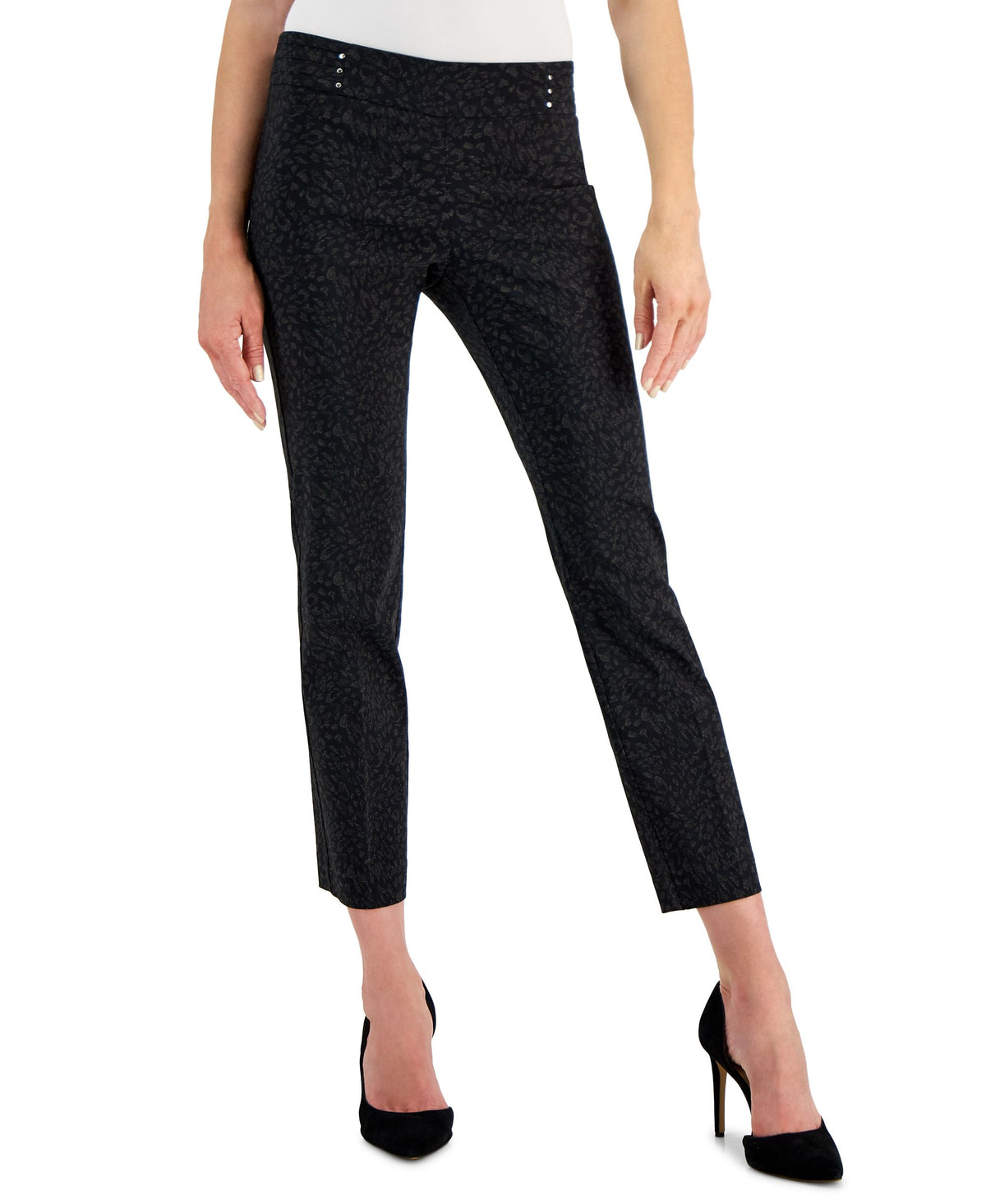 JM Collection Petite Cheetah Bandleader Pants