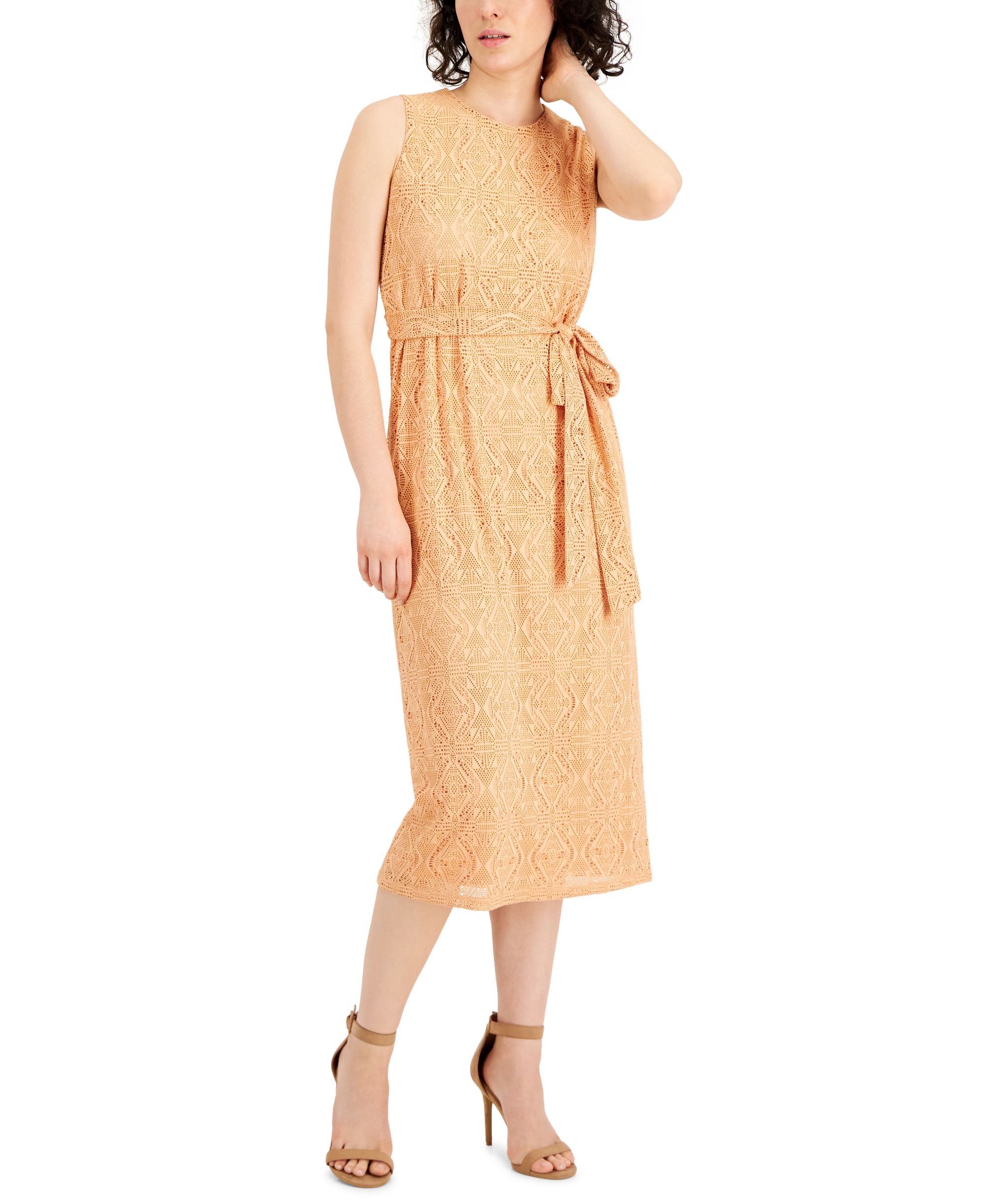 Anne Klein Petite Crochet Tie Waist Dress