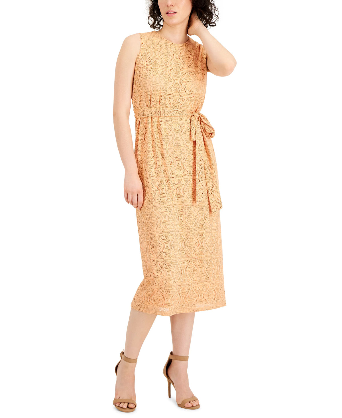 Anne Klein Petite Crochet Tie Waist Dress