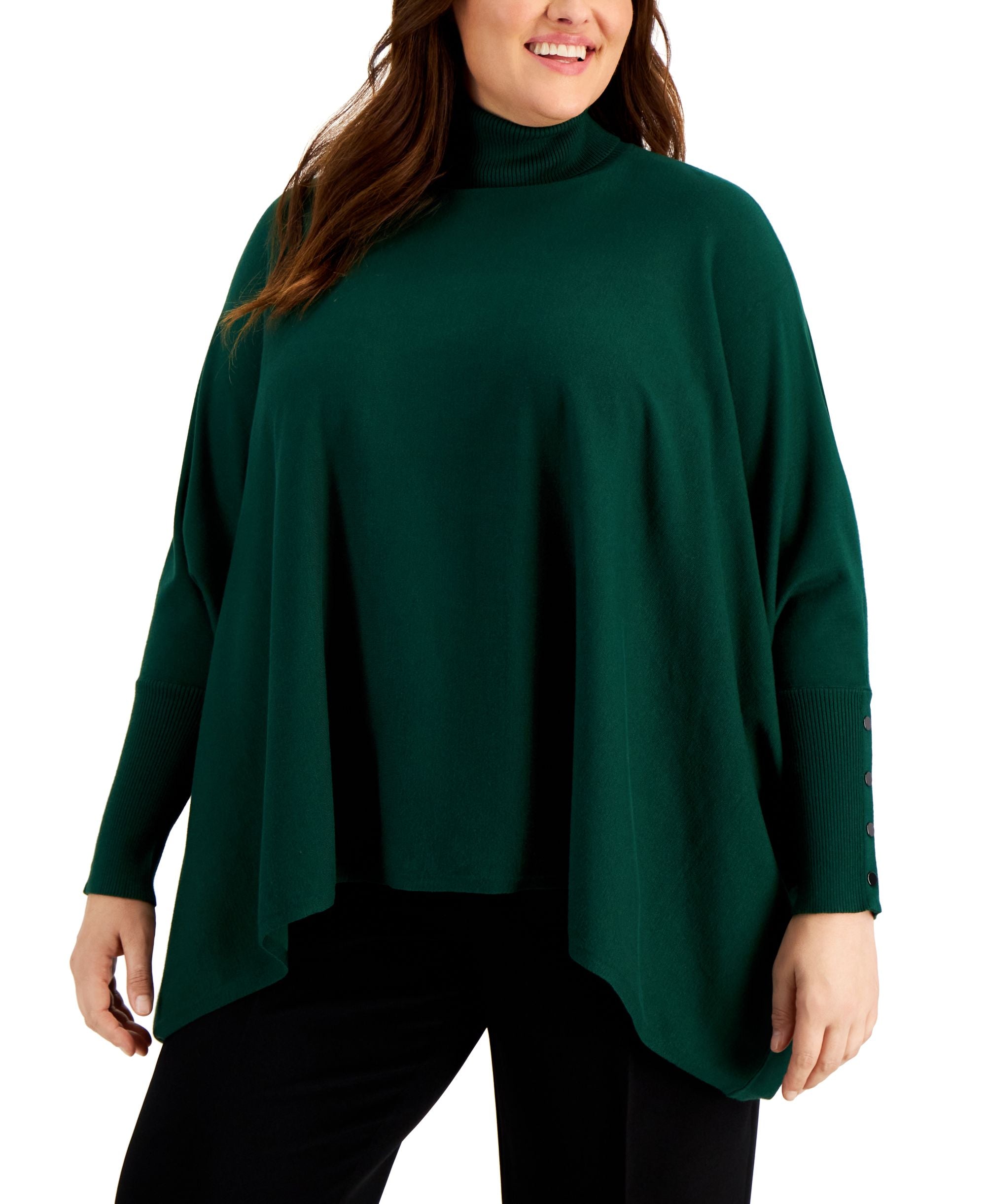 Plus Size Turtleneck Poncho Sweater