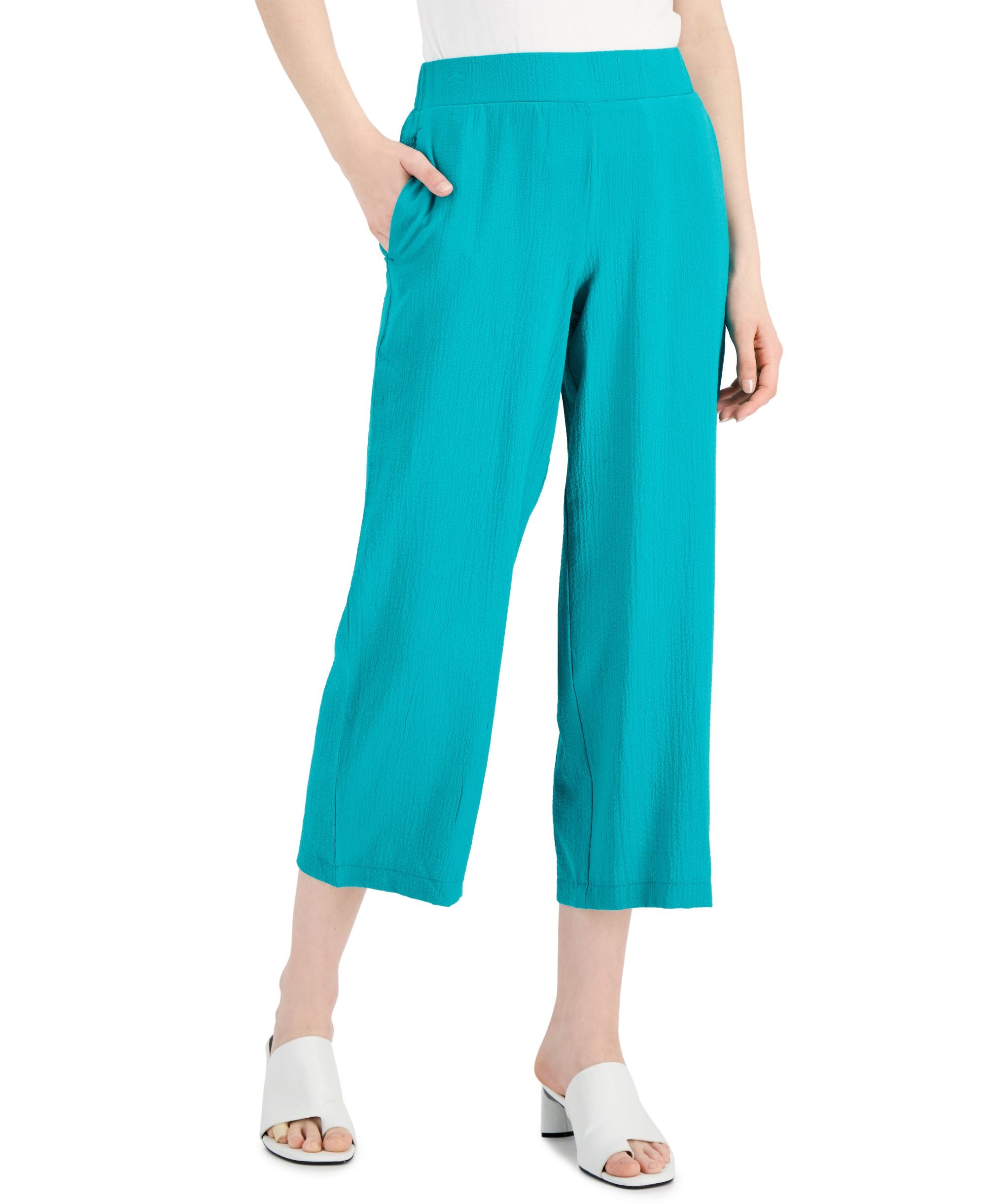 Alfani Crinkle Cropped Pants