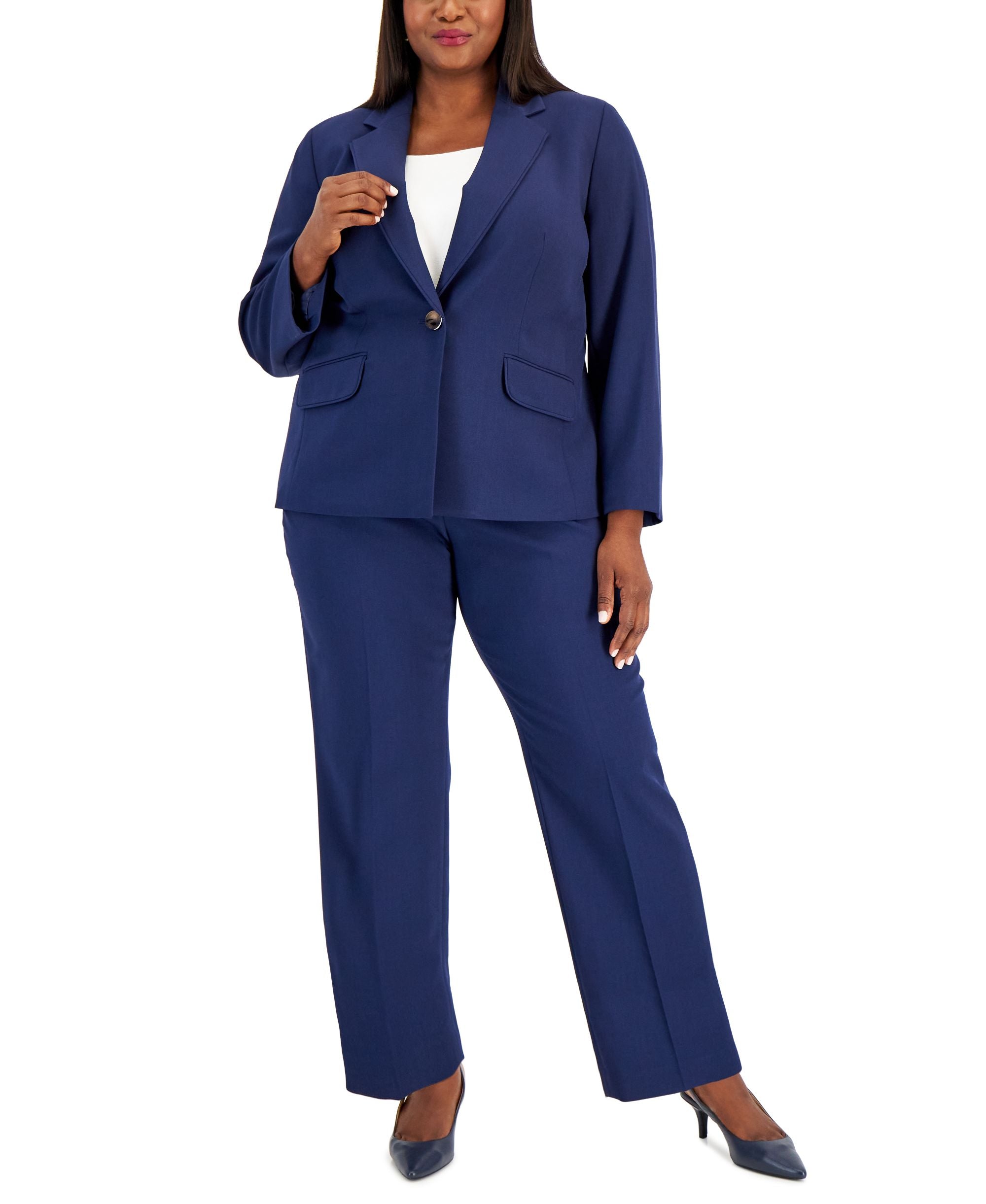 Plus Size Seamed Blazer Pantsuit