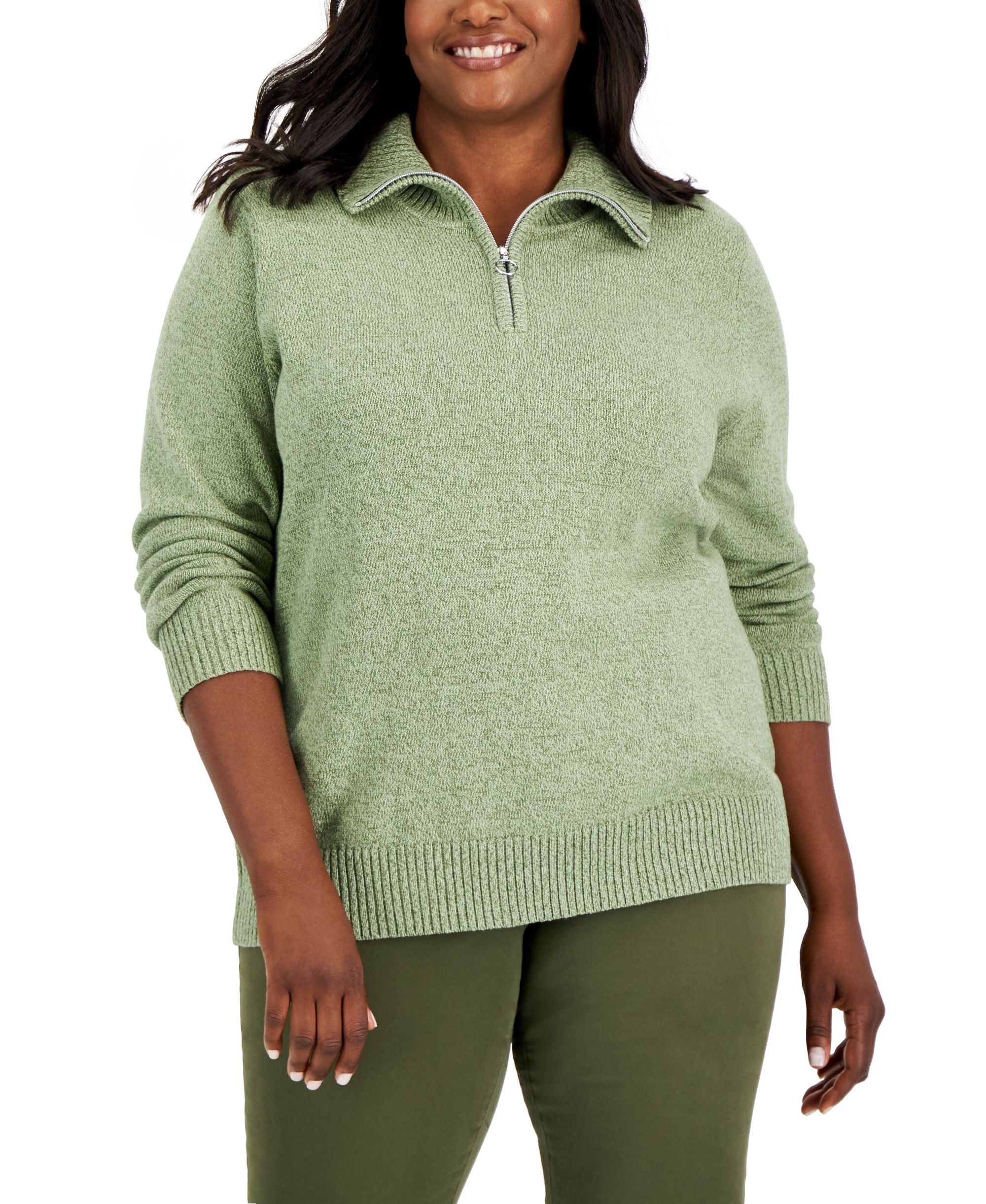 Karen Scott Plus Size Cotton Marled Sweater
