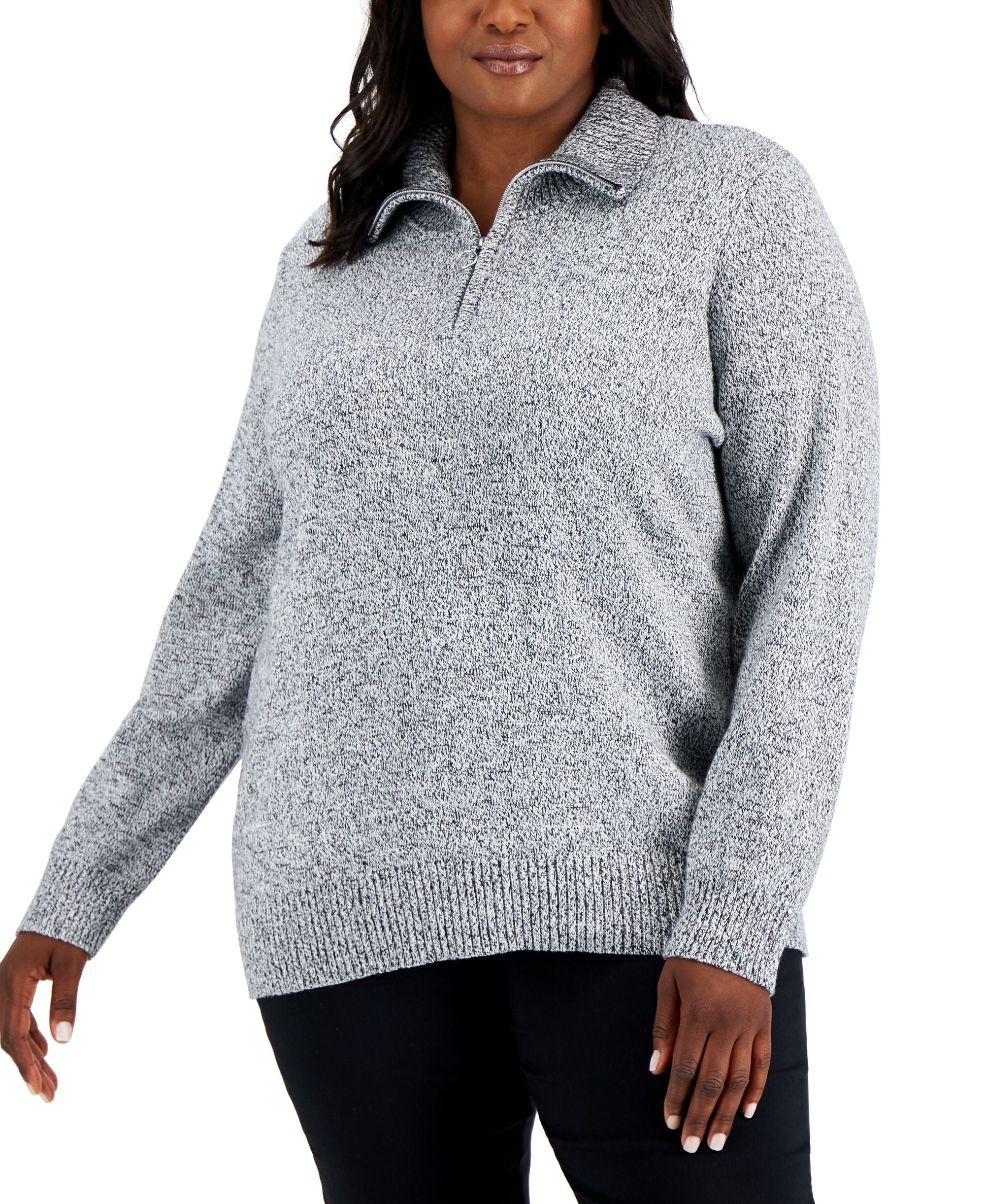 Karen Scott Plus Size Cotton Marled Sweater