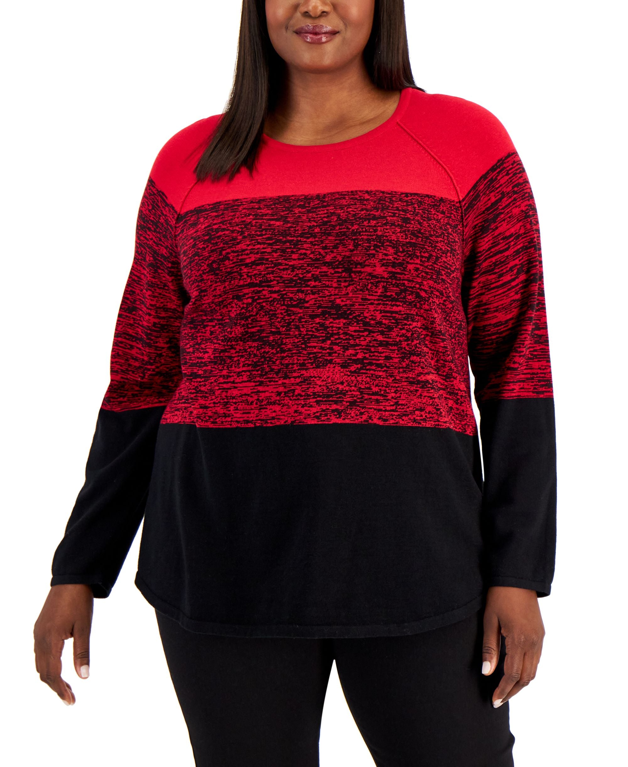 Karen Scott Plus Size Colorblocked Sweater