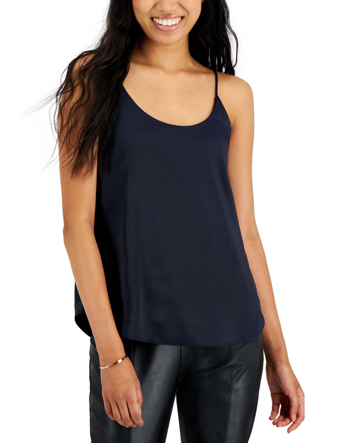 Bar III Womens Satin Sleeveless Top