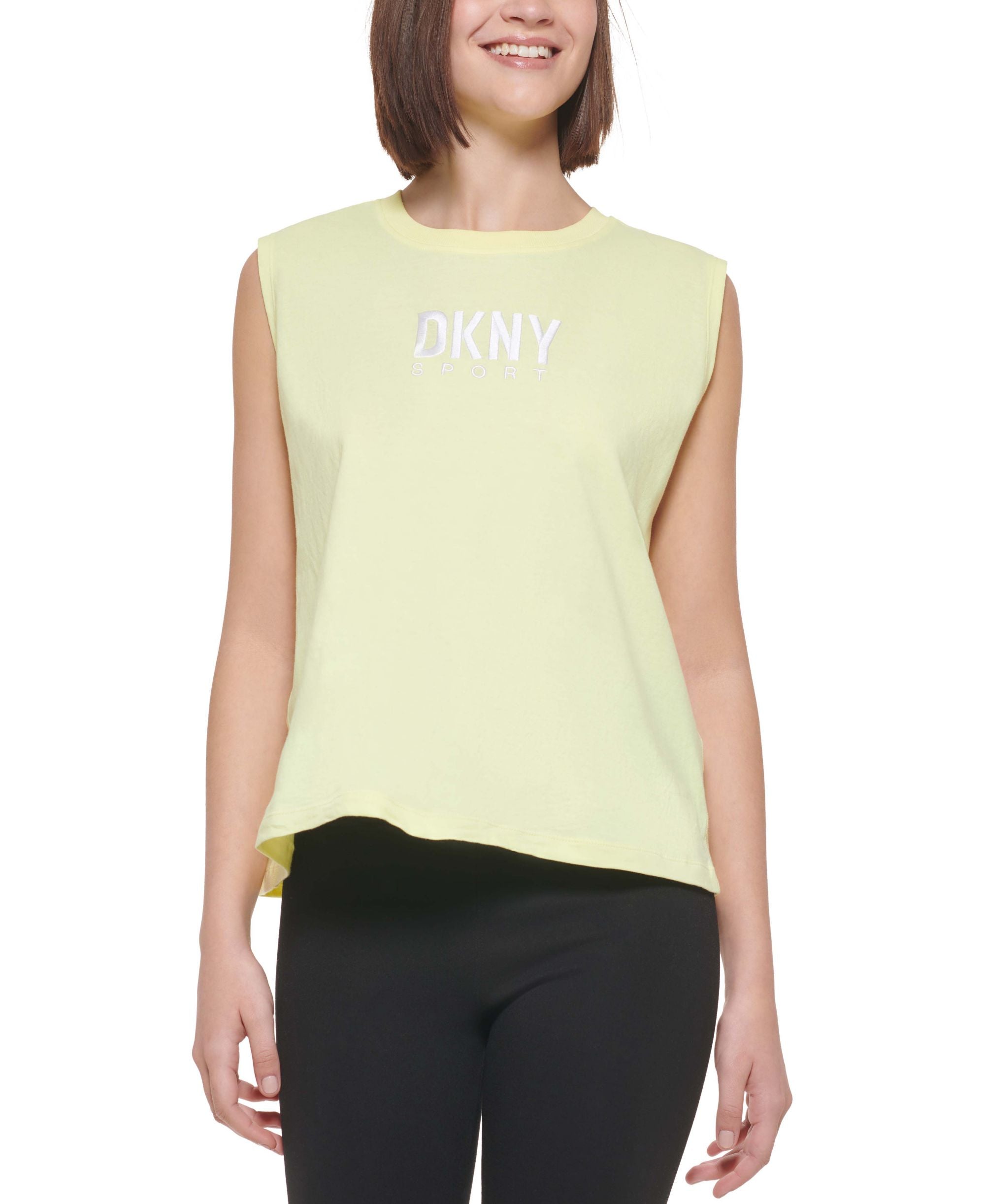 DKNY Sport Womens Cotton Embroidered Logo Muscle Tank Top