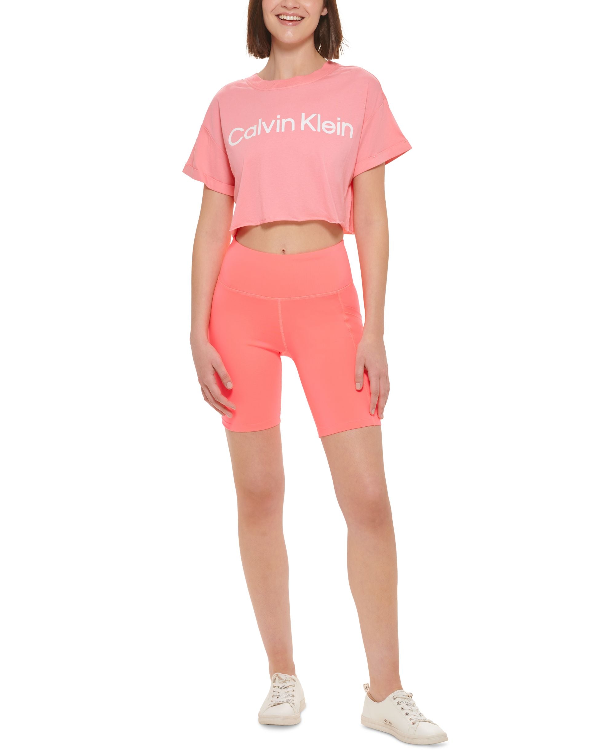 Calvin Klein Performance Womens Logo Cropped T-Shirt