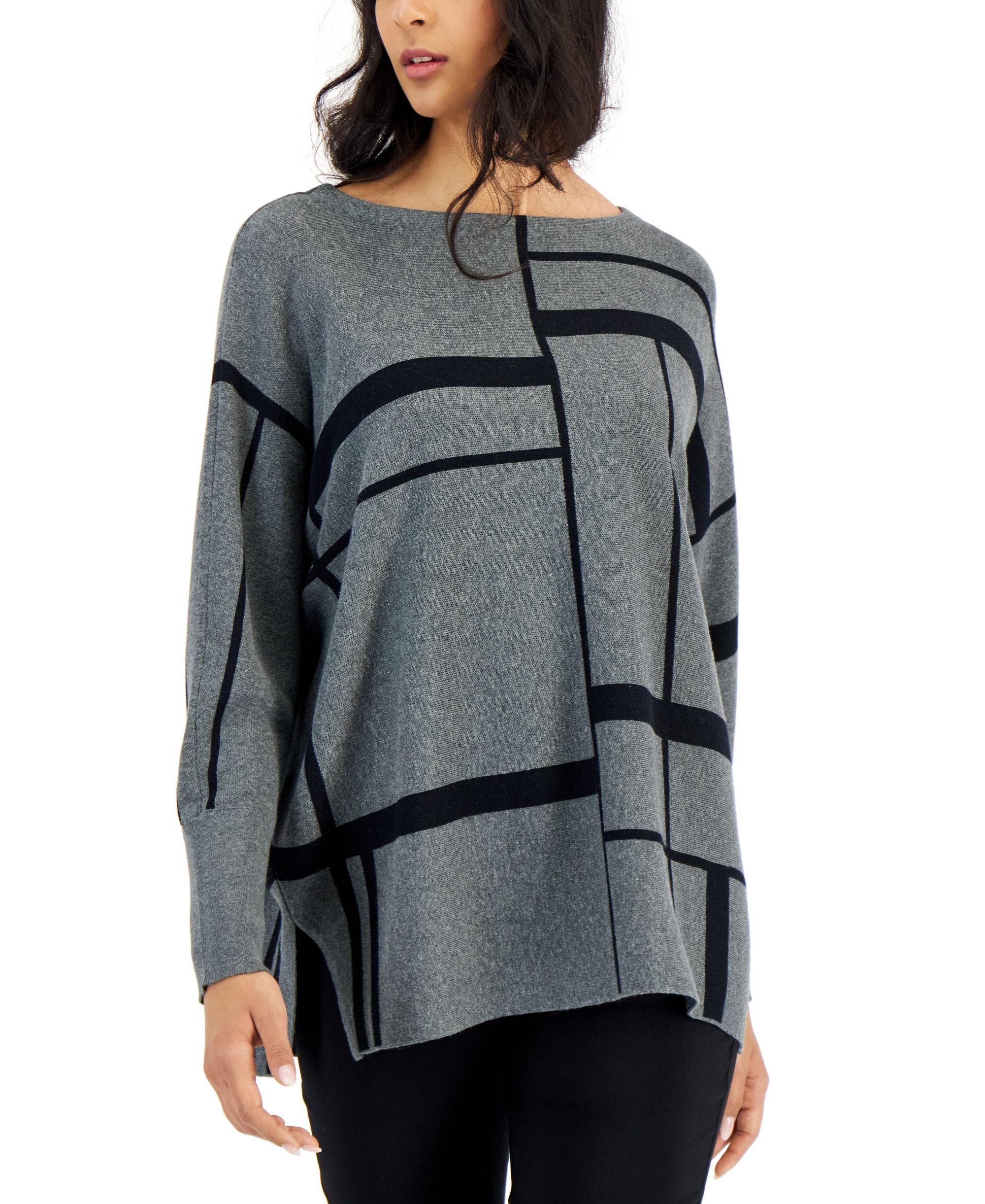 Women's Geo-Print Dolman-Sleeve Sweater