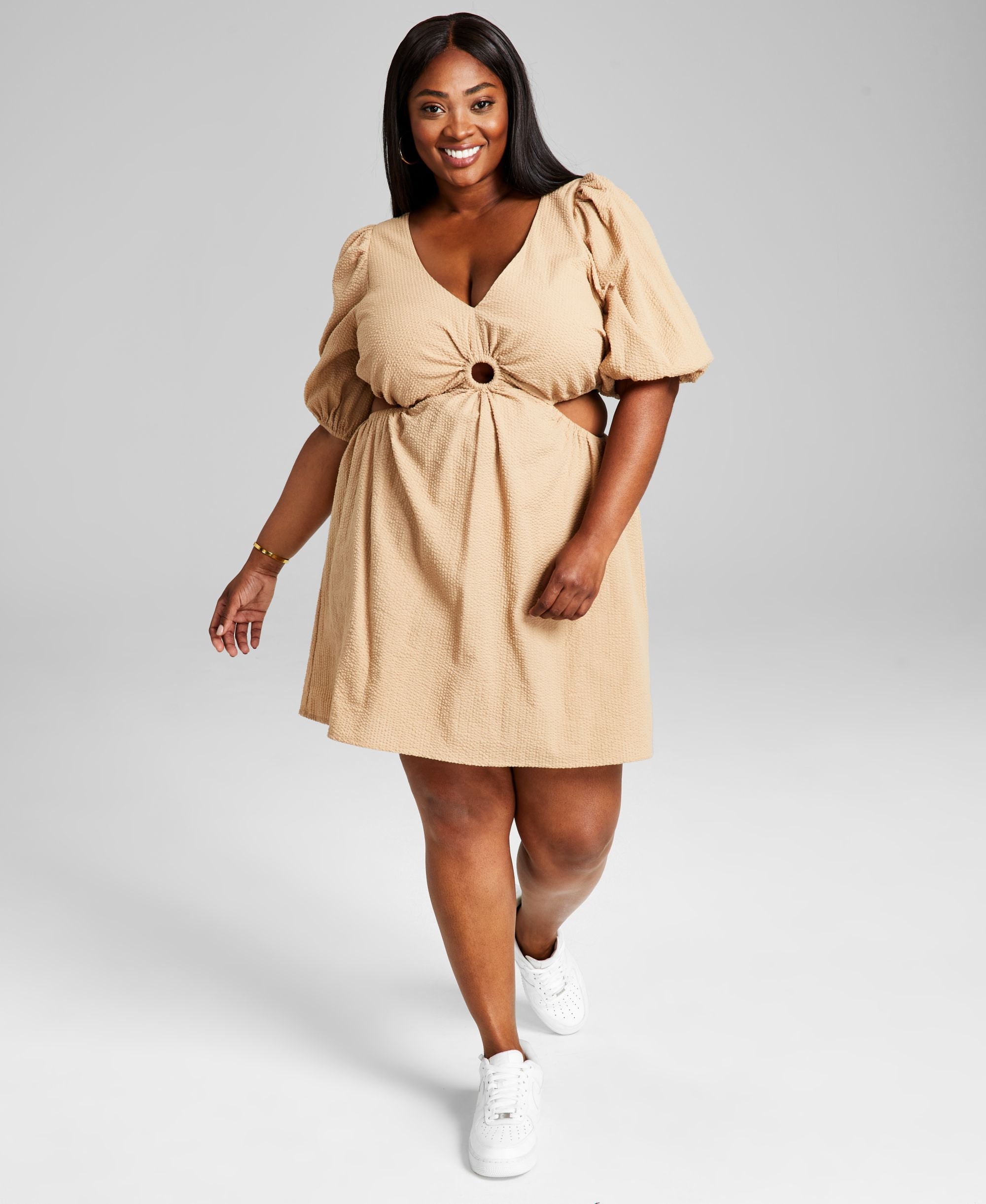 Trendy Plus Size Keyhole Mini Dress