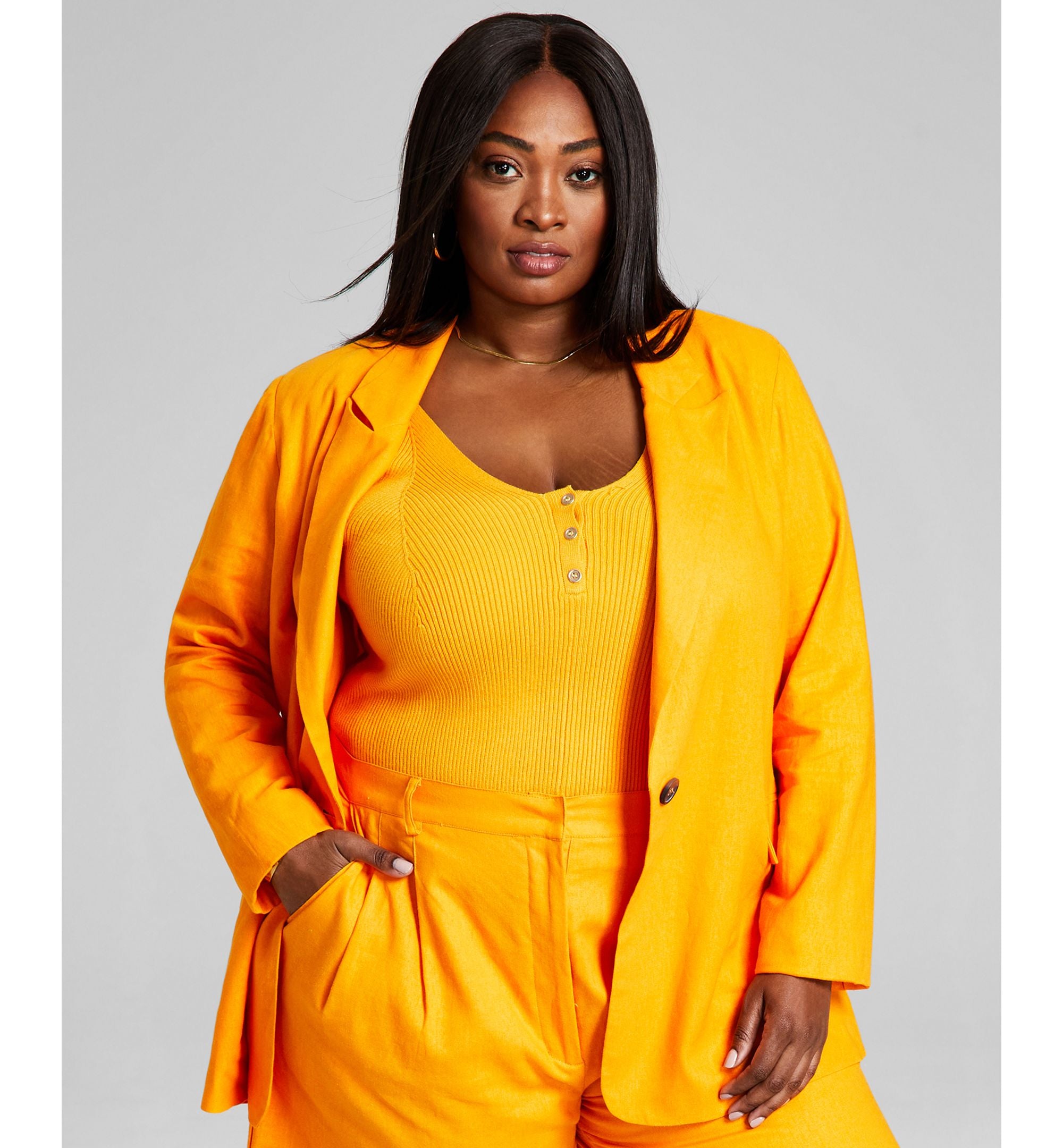 Now This Trendy Plus Size Oversized Linen Blend Blazer