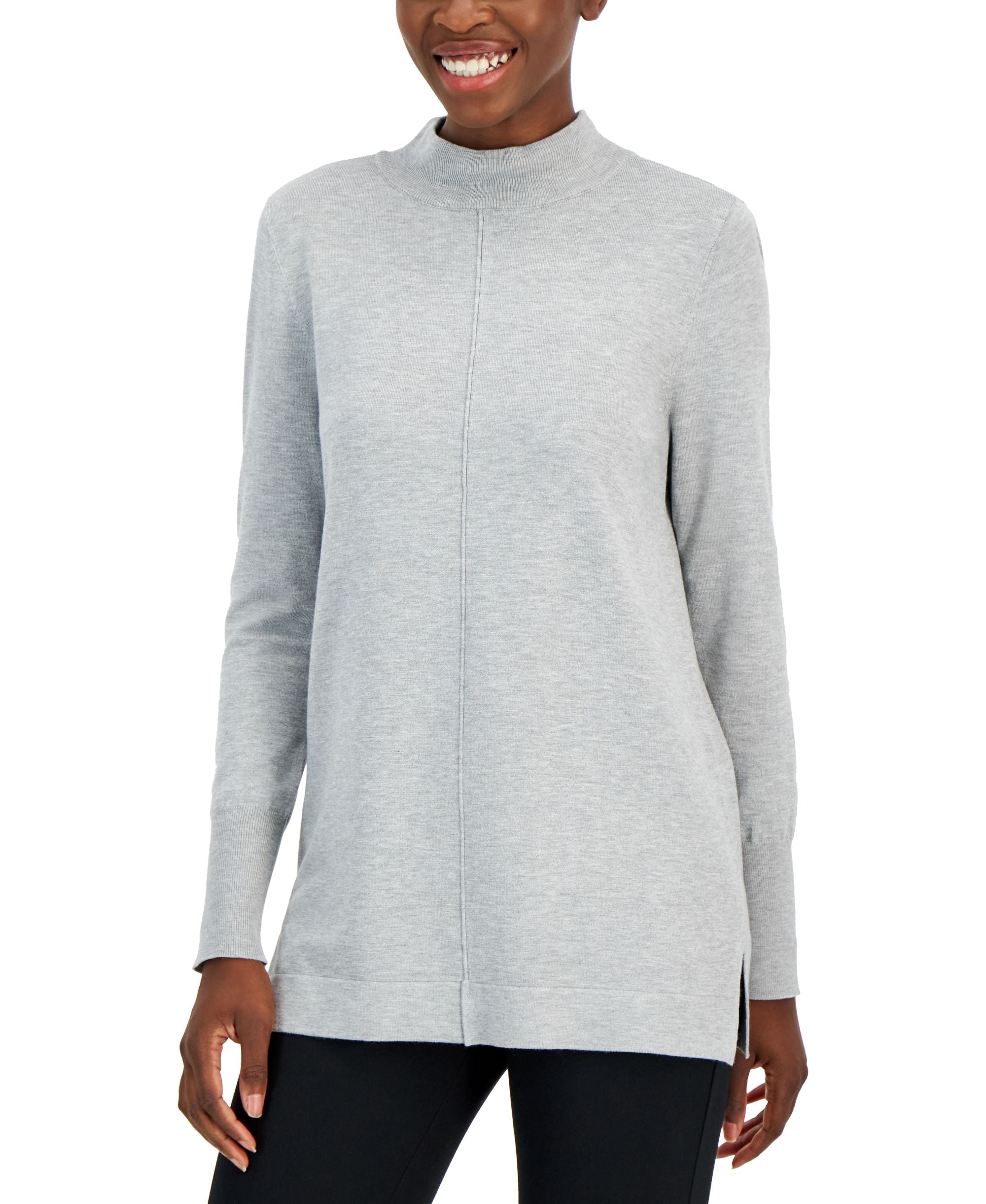 Alfani Womens Seam Front Mock Neck Sweater