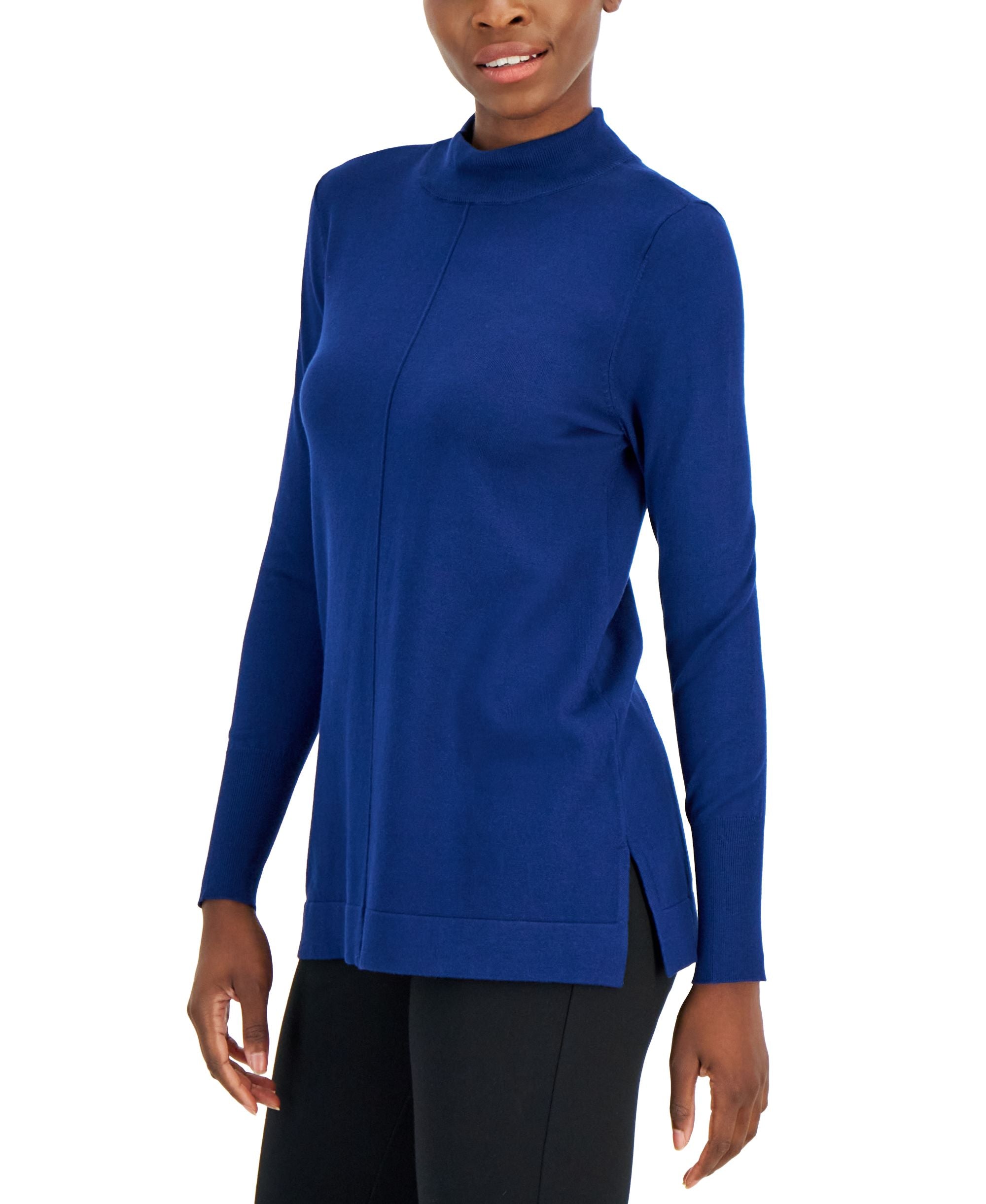 Alfani Womens Seam Front Mock Neck Sweater