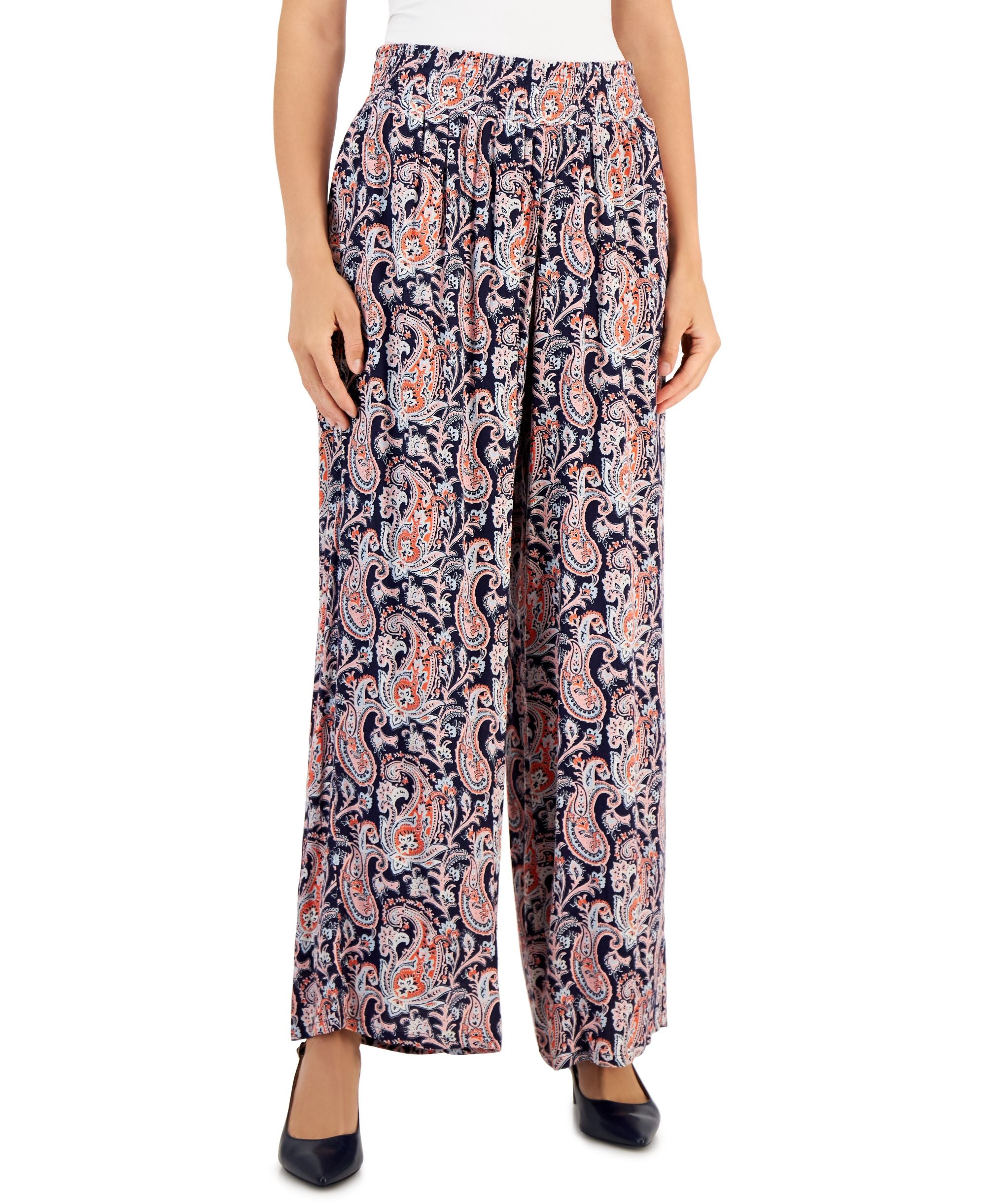 JM Collection Womens Wide Leg Pull On Pants