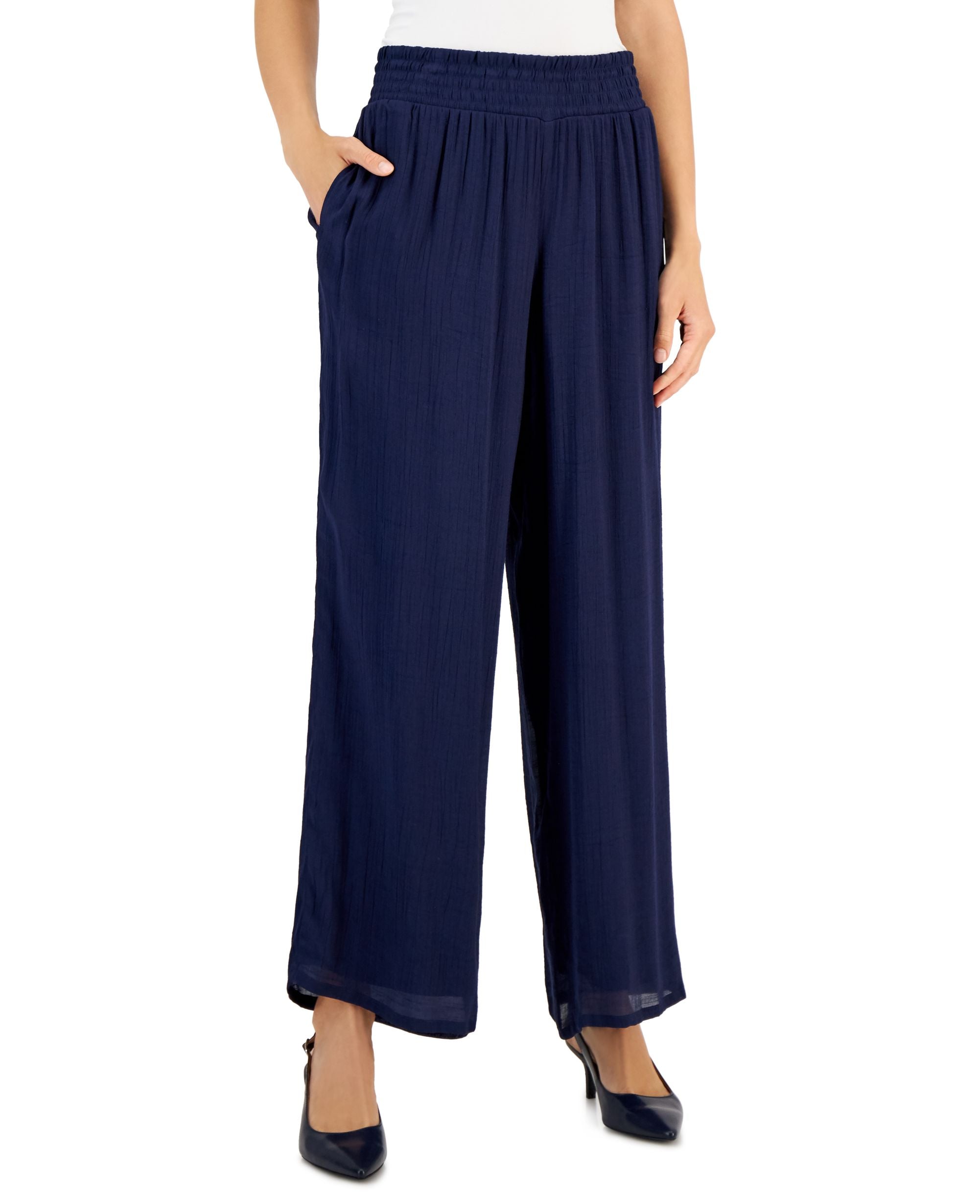 JM Collection Womens Wide Leg Pull On Pants