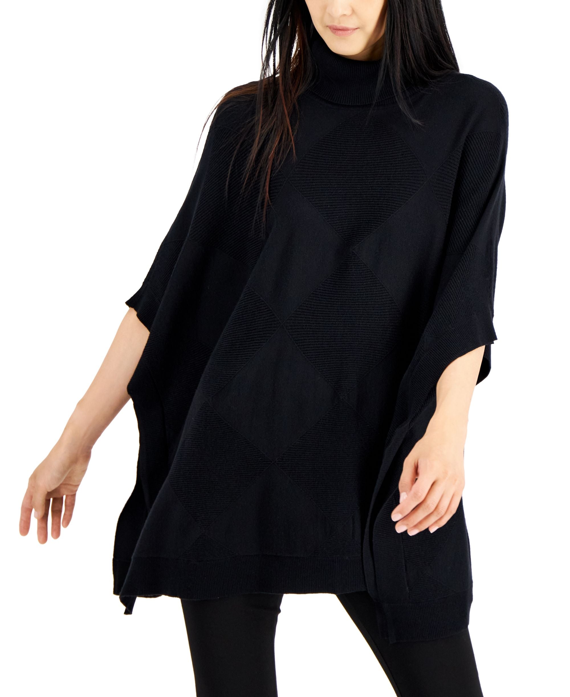 Alfani Womens Turtleneck Poncho Sweater