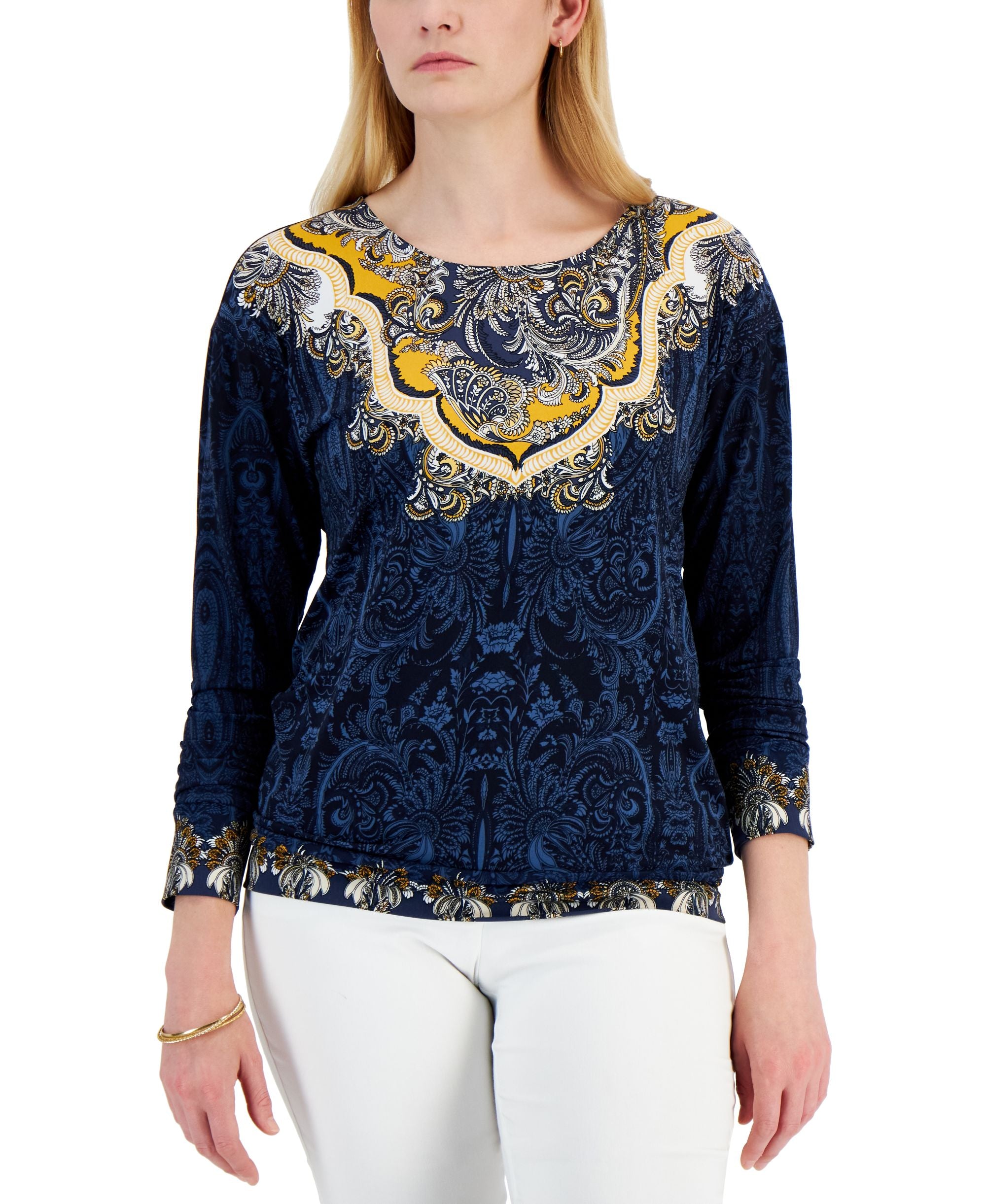 JM Collection Womens Intricate Adornment Top