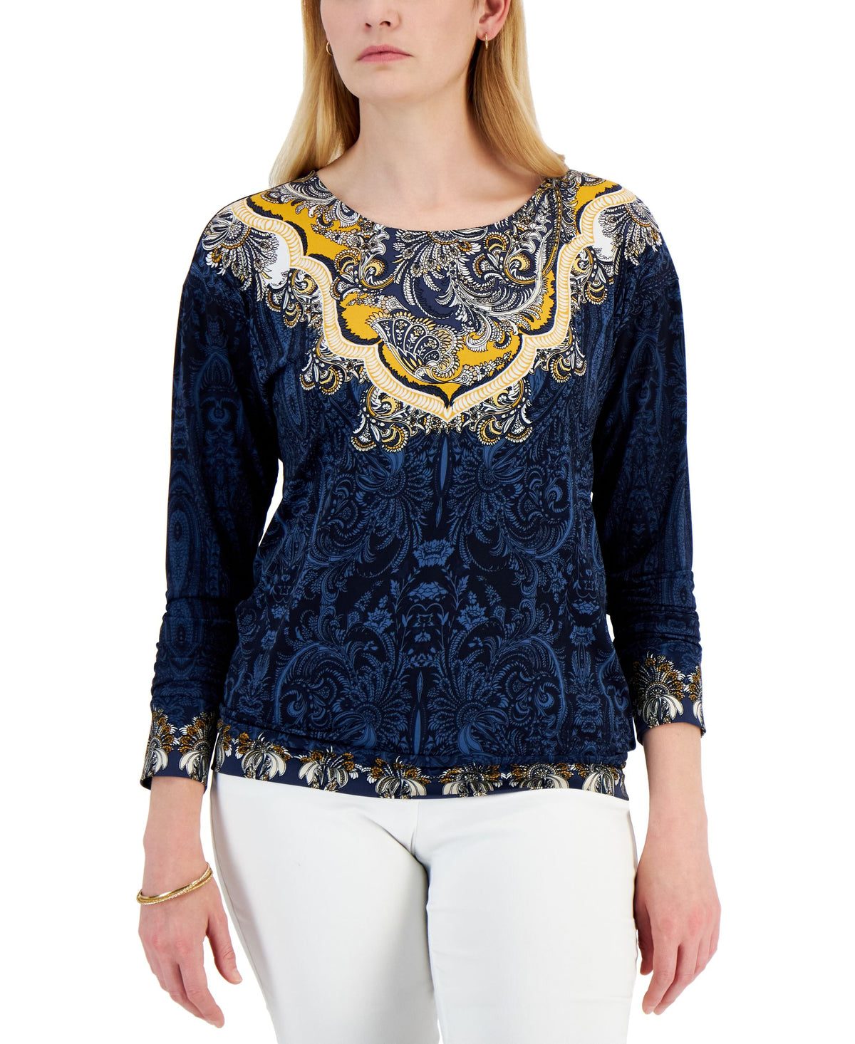 JM Collection Womens Intricate Adornment Top