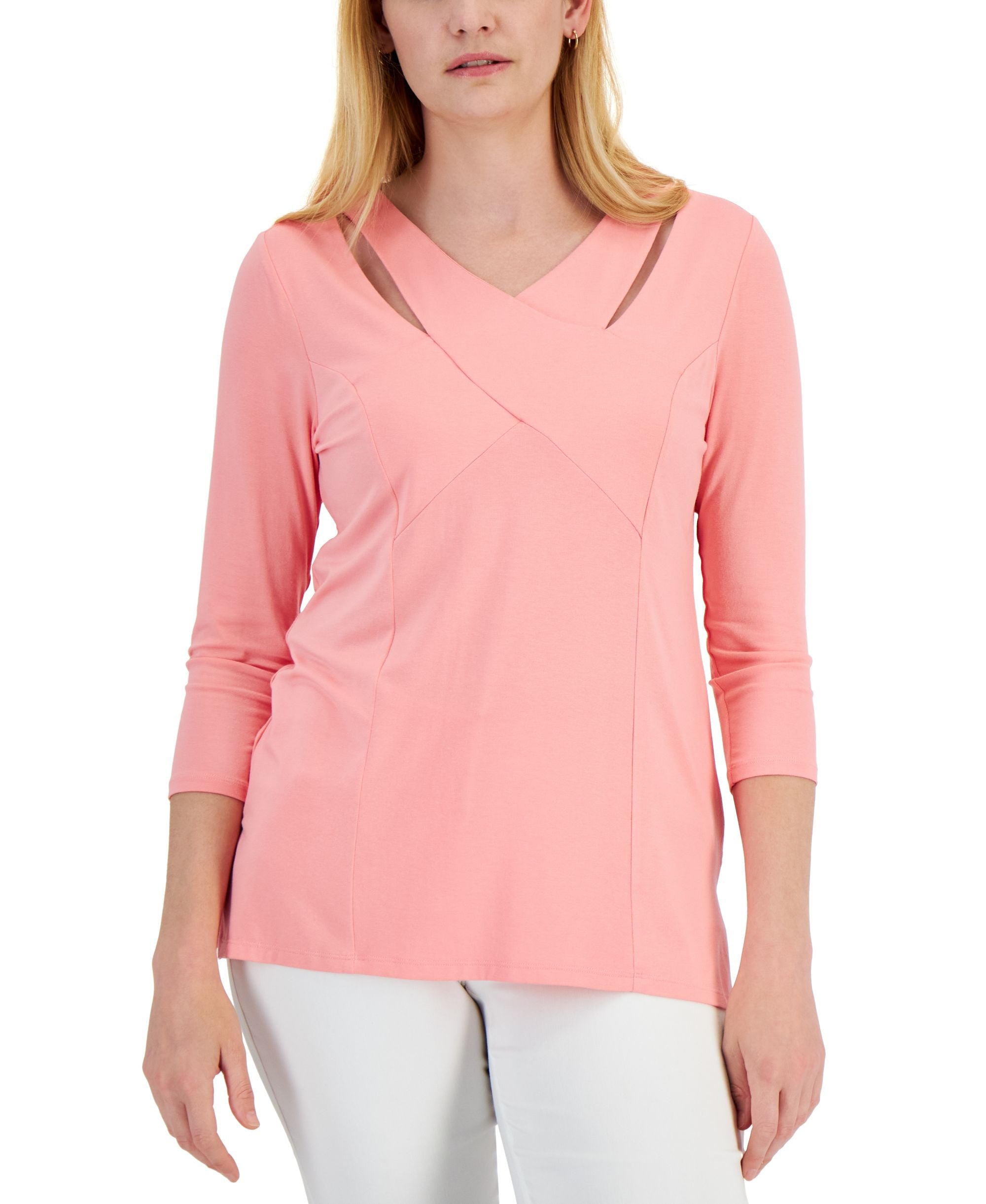 JM Collection Womens Cross Front Top