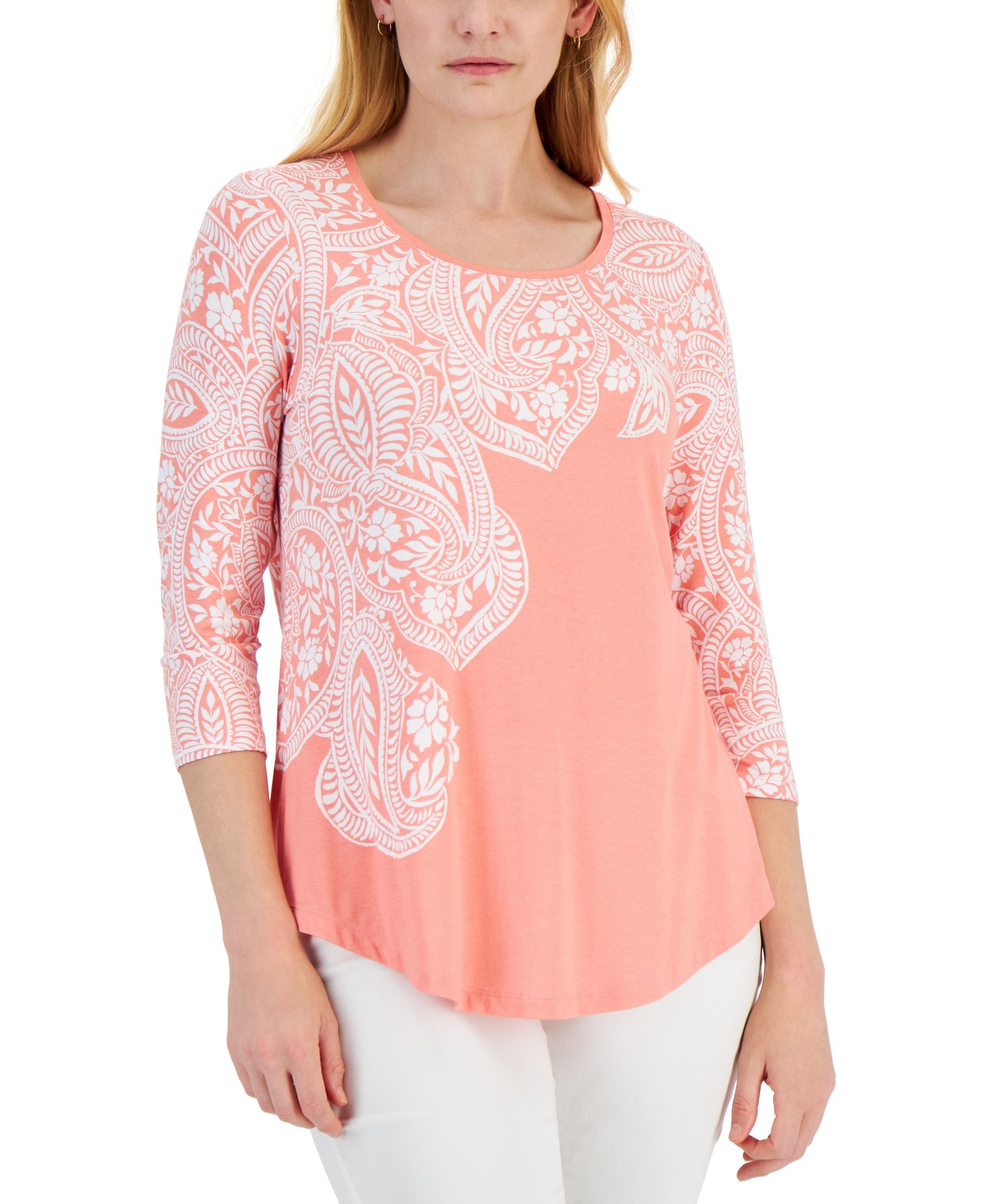Petite Lucia Paisley 3/4-Sleeve T-Shirt