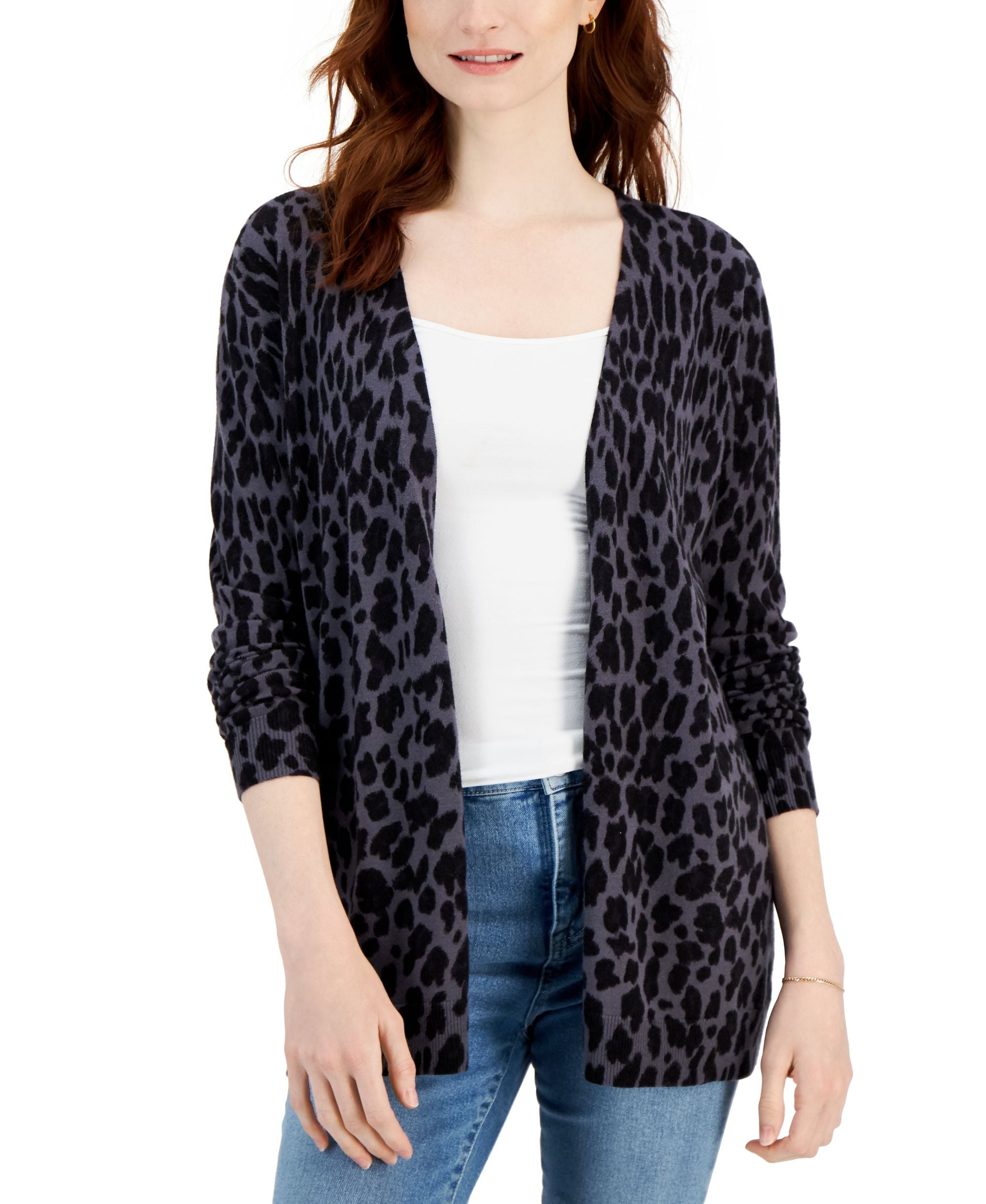 Petite Cheetah Cardigan Sweater