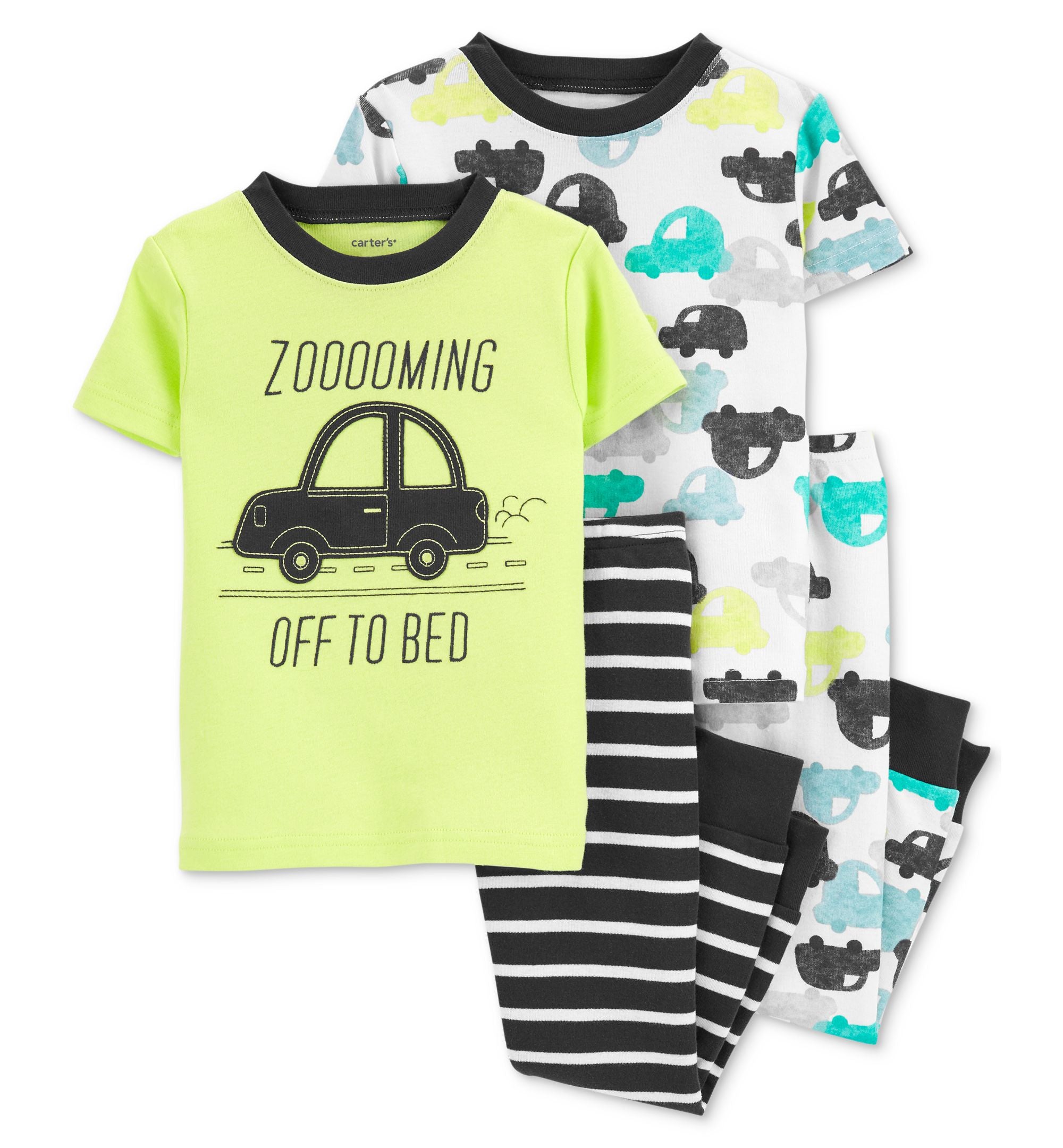 Carters Toddler Boys Cars Snug Fit Pajamas 4 Piece Set