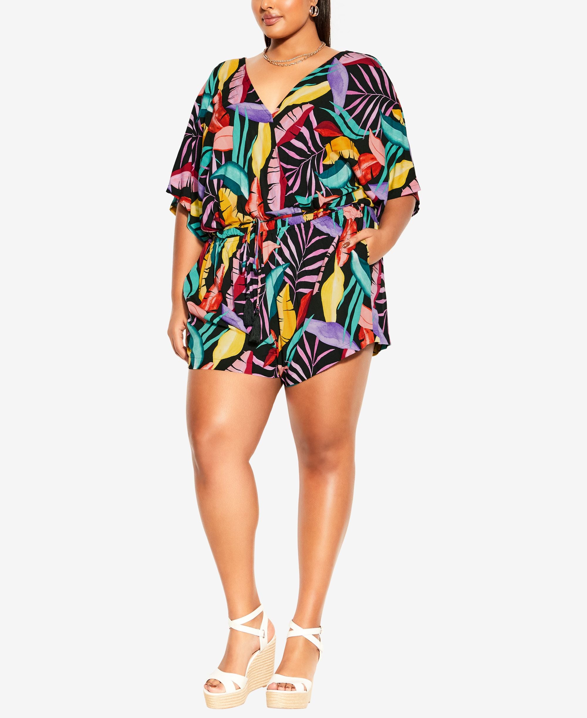 City Chic Trendy Plus Size Tie Magic Romper