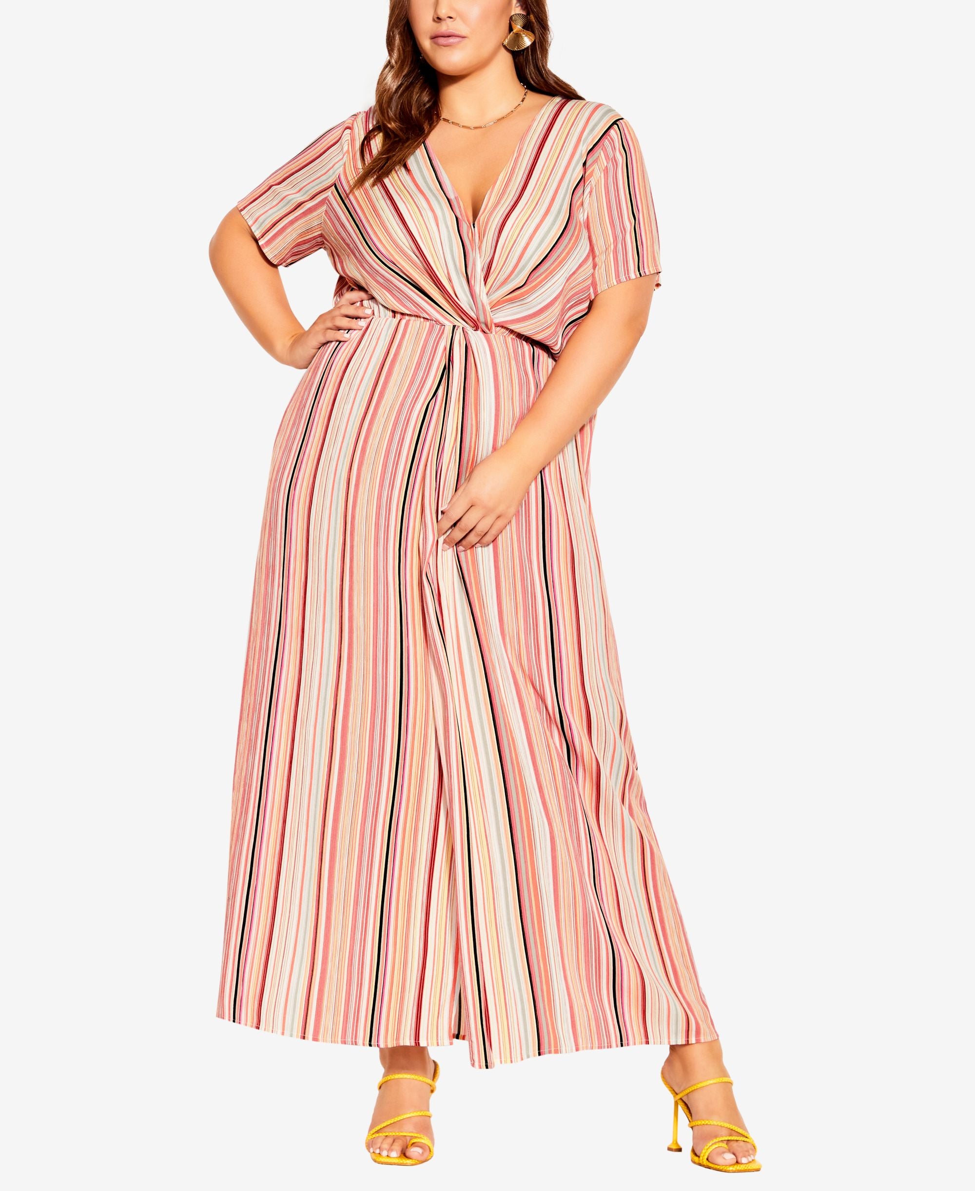 City Chic Trendy Plus Size Takamaka Stripe Maxi Dress