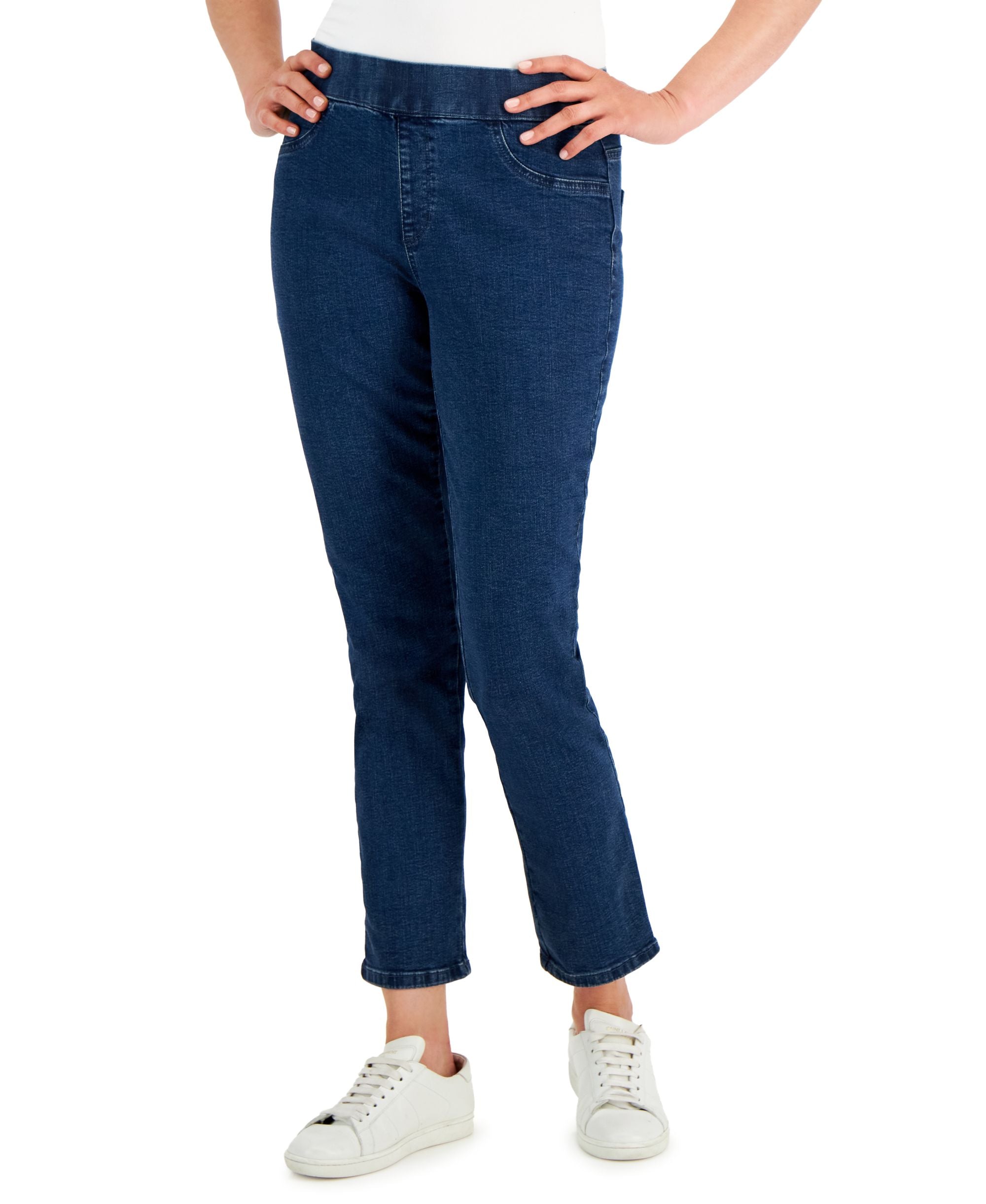 Karen Scott Womens Pull On Denim Pants