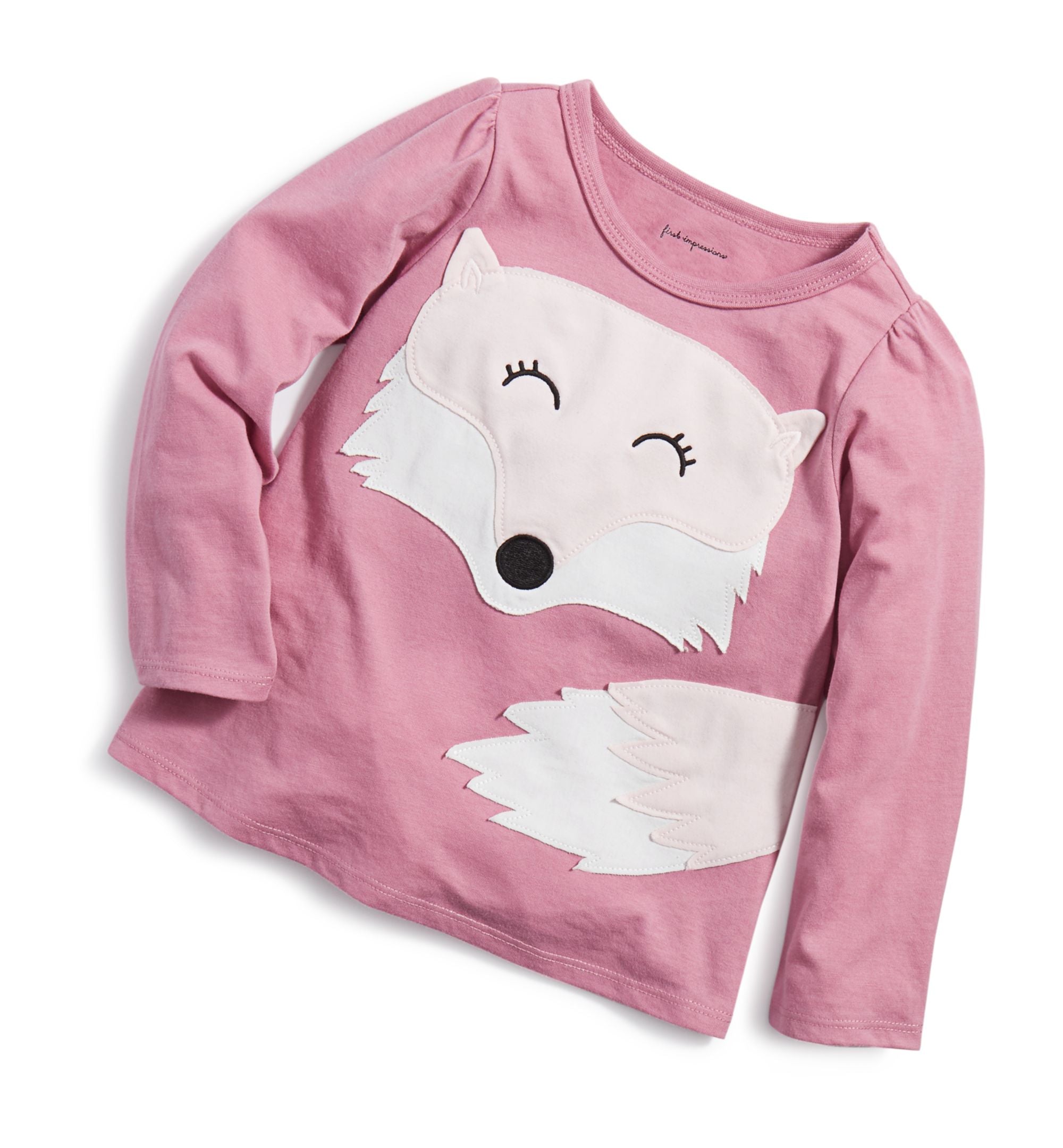 First Impressions Baby Girls Francie Fox Applique Long Sleeve T-Shirt