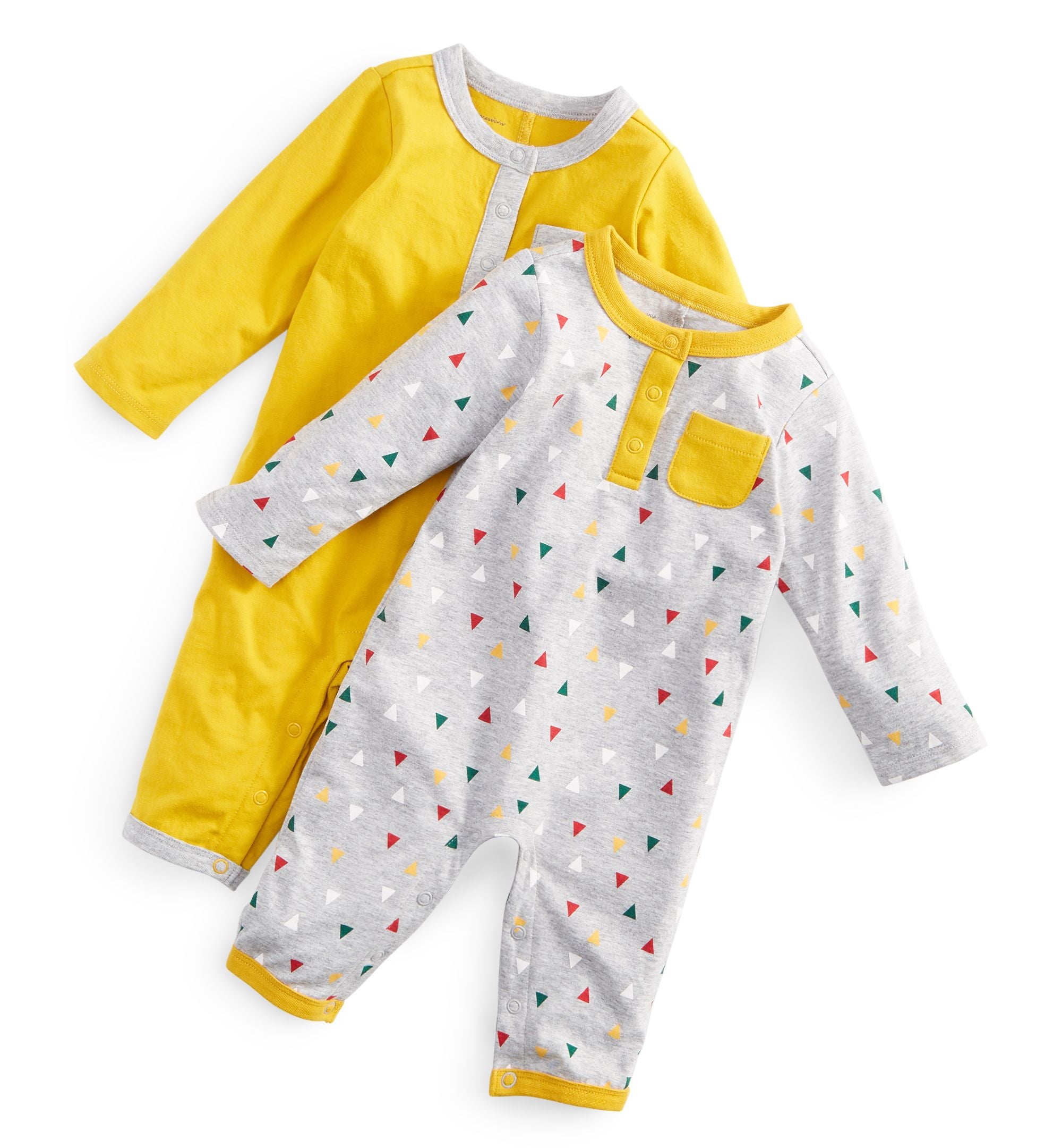 First Impressions Baby Boys Festive Triangles Solid Union Suits Pack Of 2