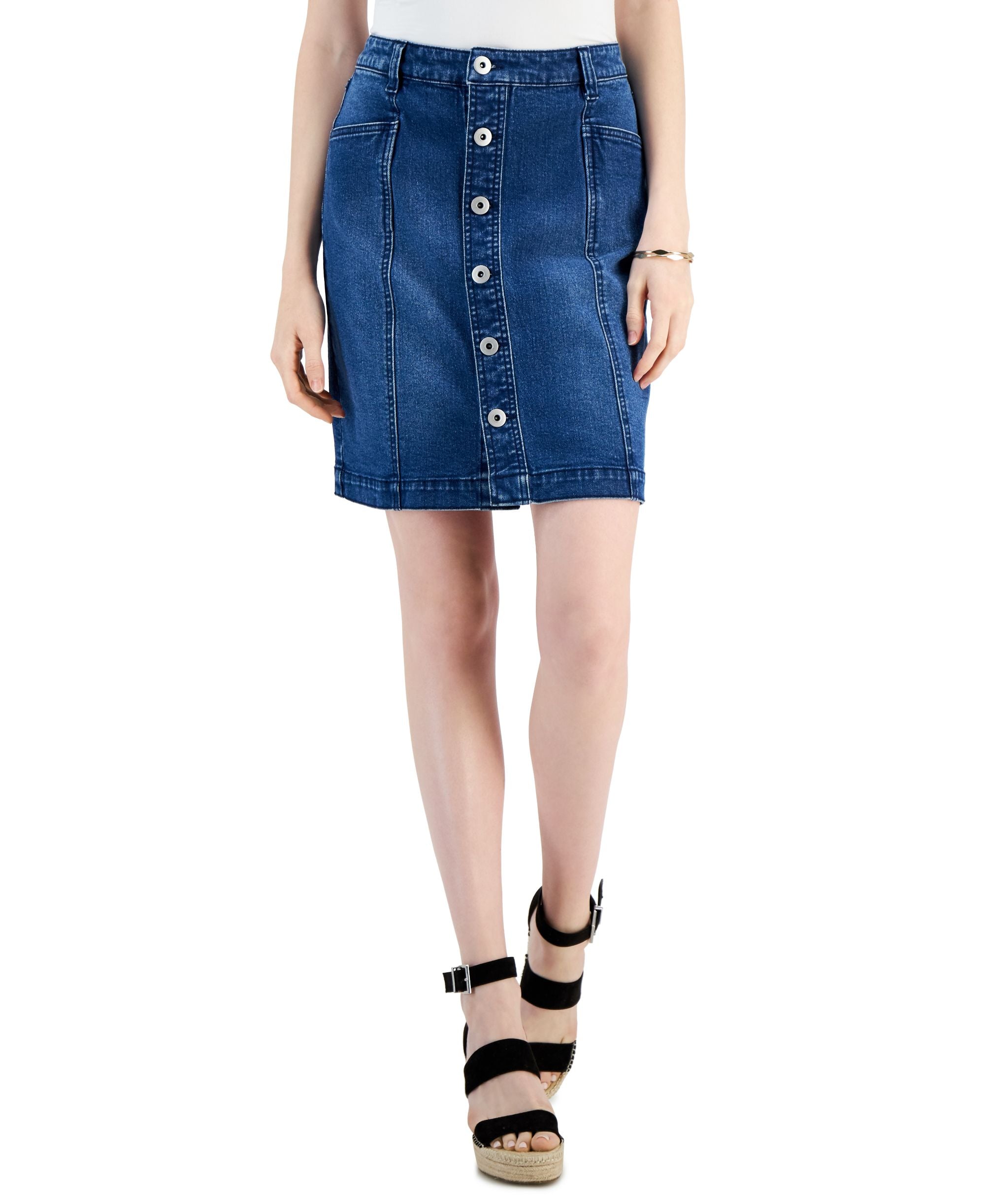 Style & Co Button Fly Denim Skirt