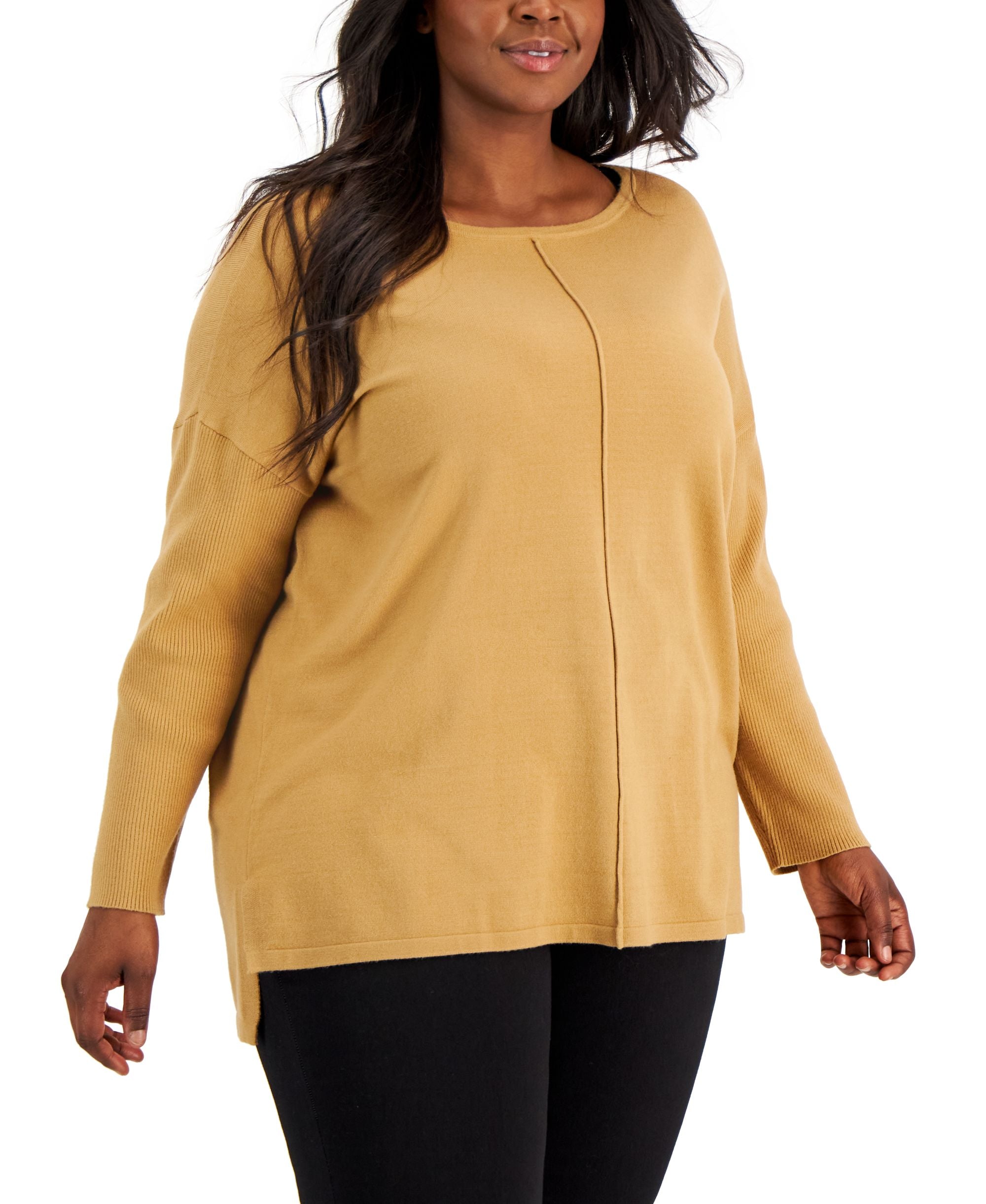 Plus Size Front-Seam Tunic Sweater
