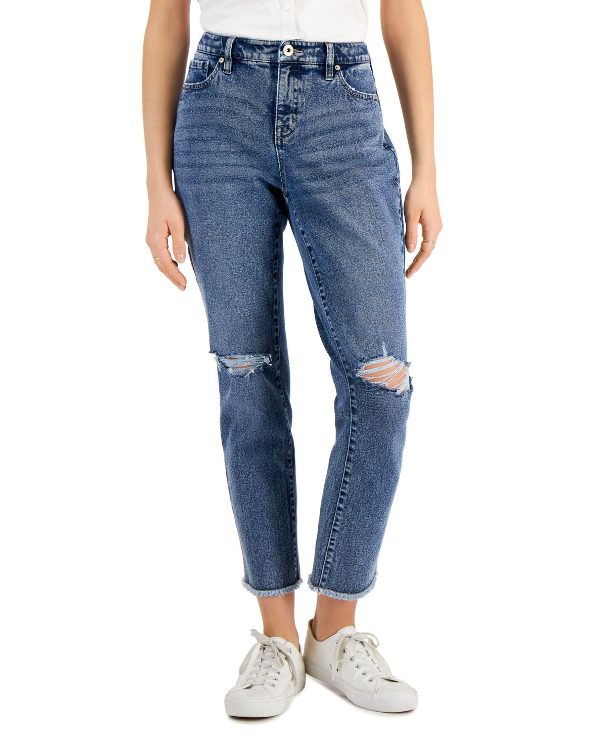 Style & Co Distressed Girlfriend Jeans