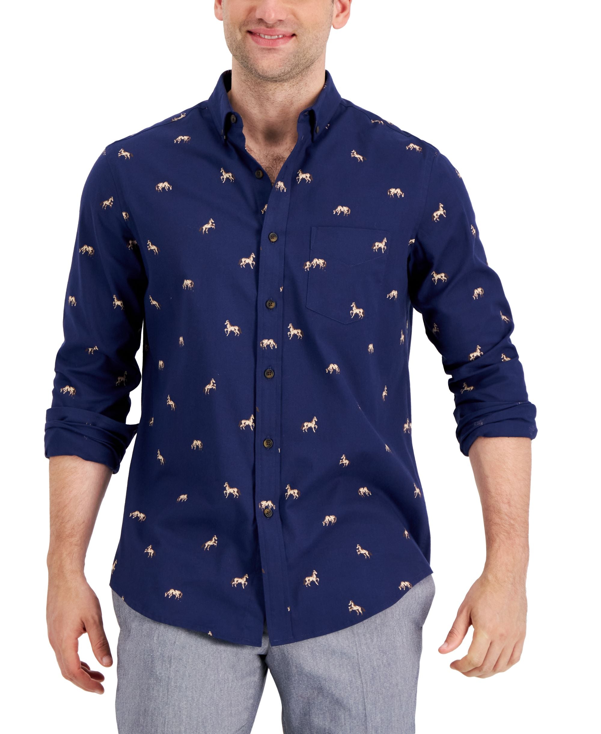 Club Room Mens Regular Fit Brushed Plaid Shirt