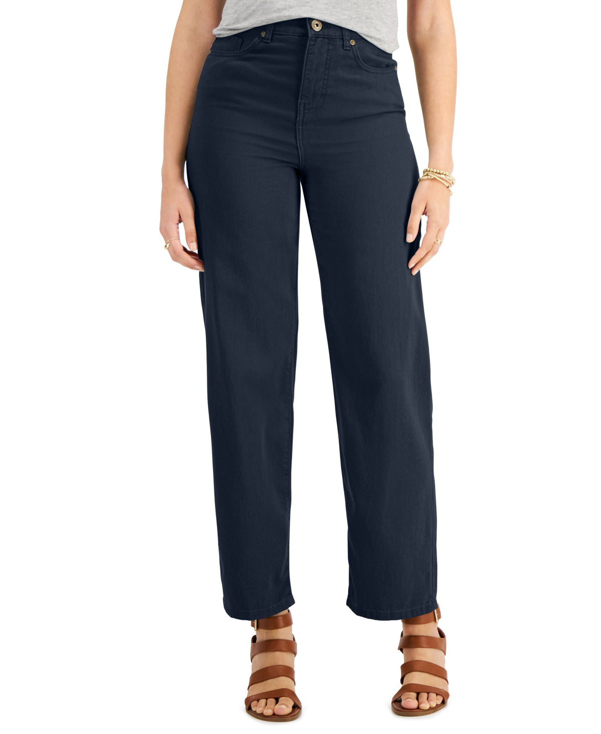 Wide-Leg Ankle-Length Jeans