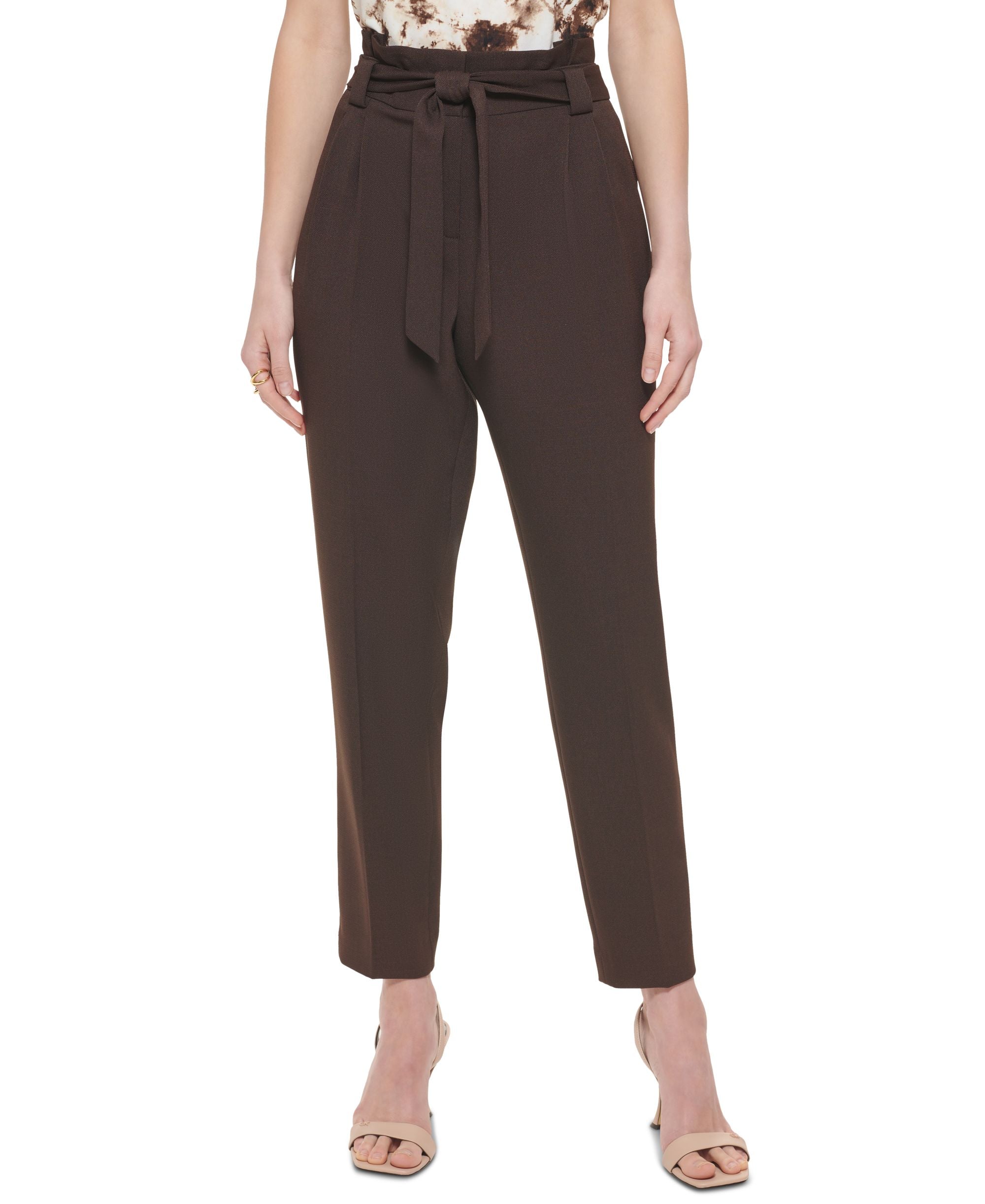 Calvin Klein Petite High Rise Tie Waist Pants