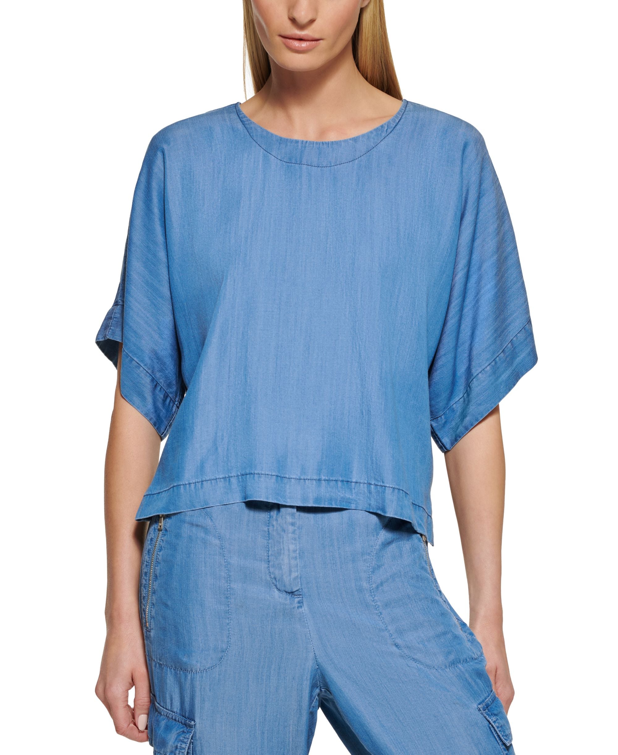 Women's Drop Shoulder Cropped Blouse