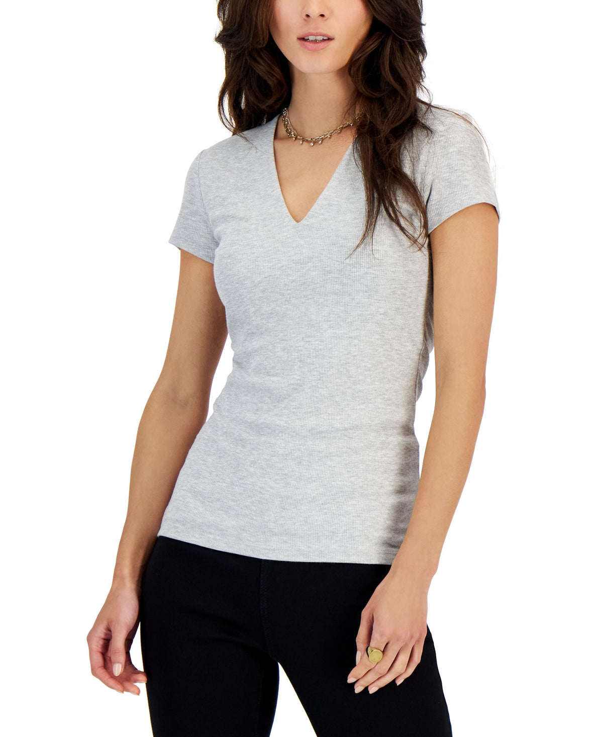 Women's Ribbed V-Neck Top