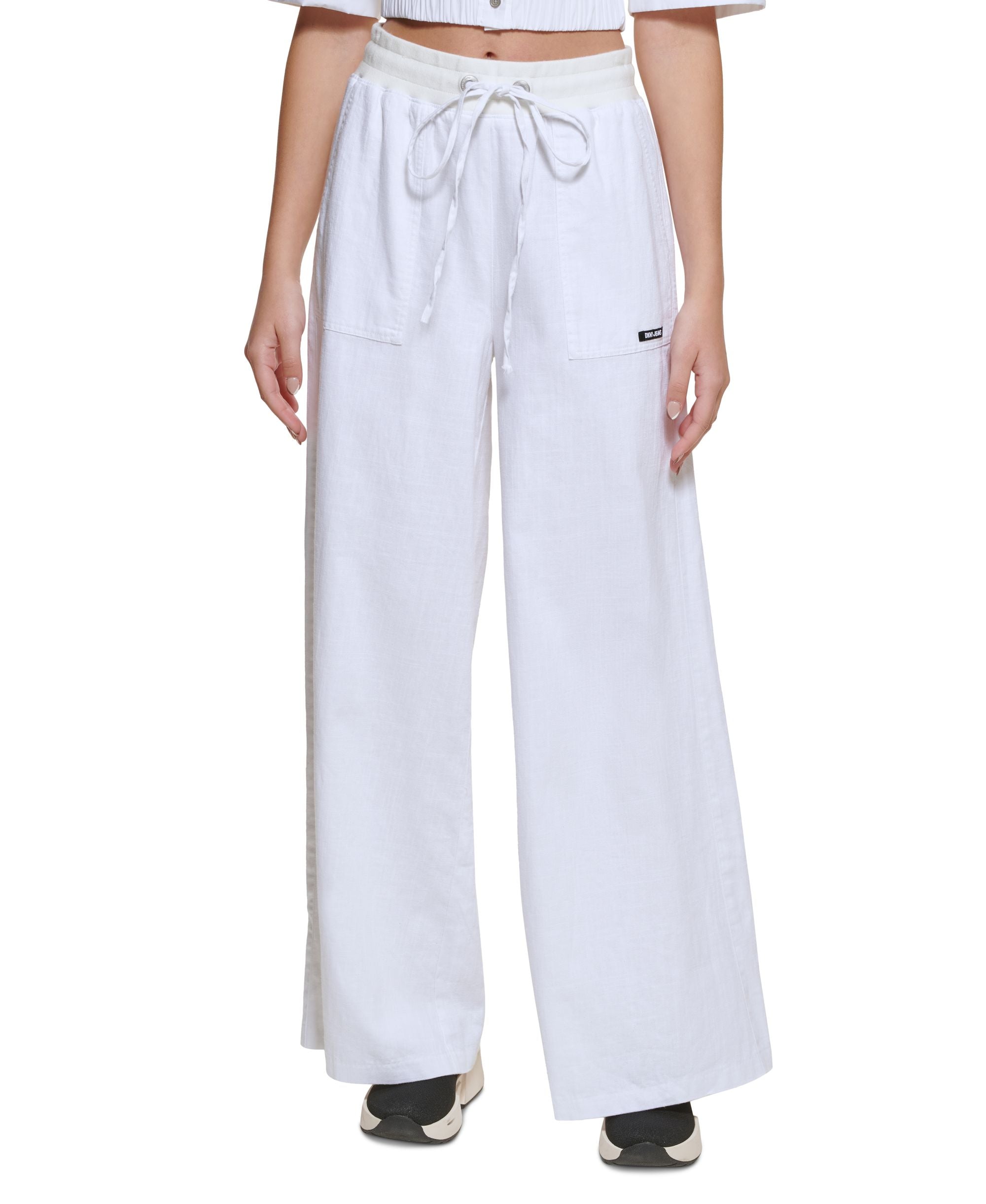 DKNY Jeans Womens Pull On Wide Leg Drawstring Pants