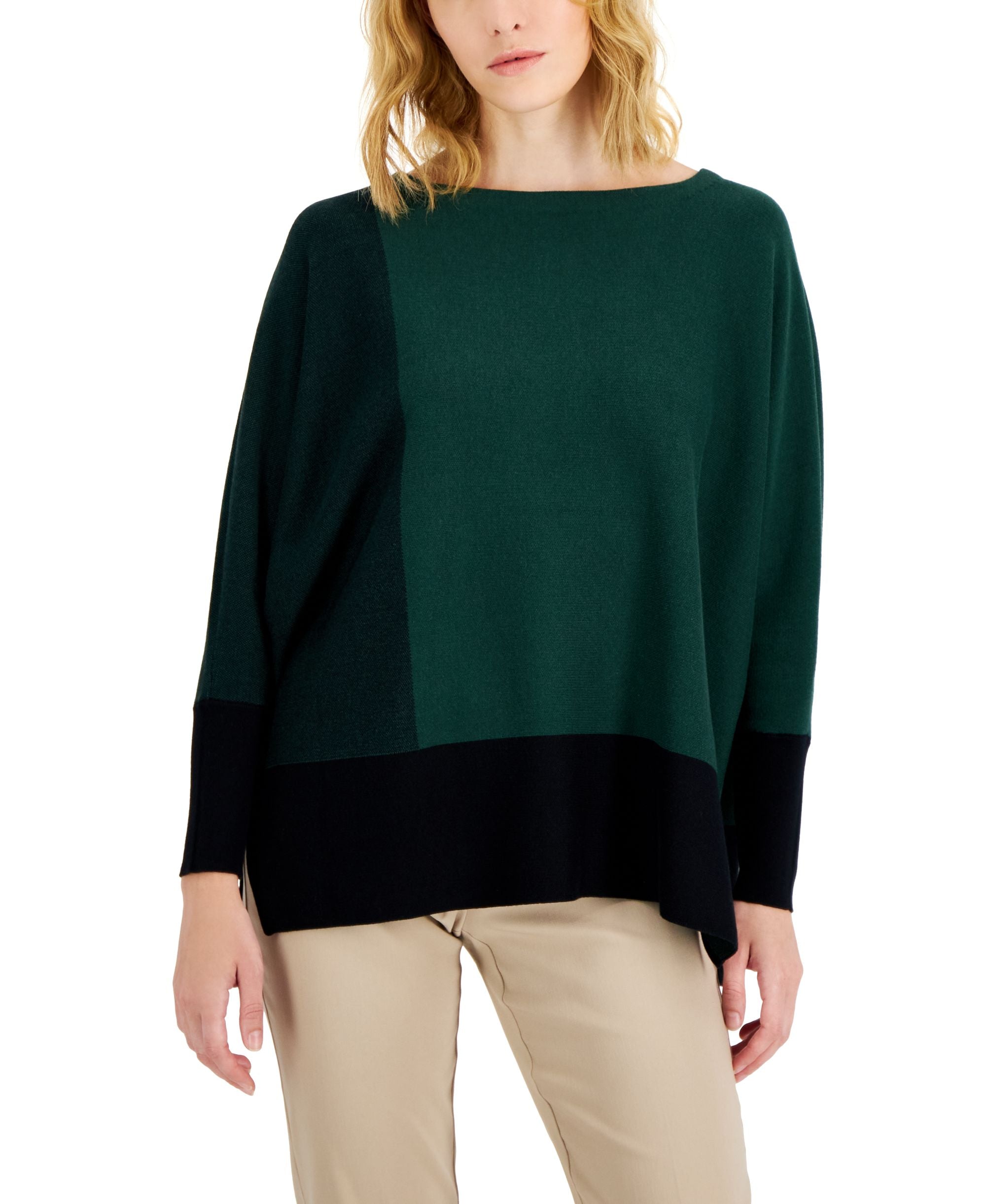 Alfani Petite Colorblocked Dolman Sleeve Sweater