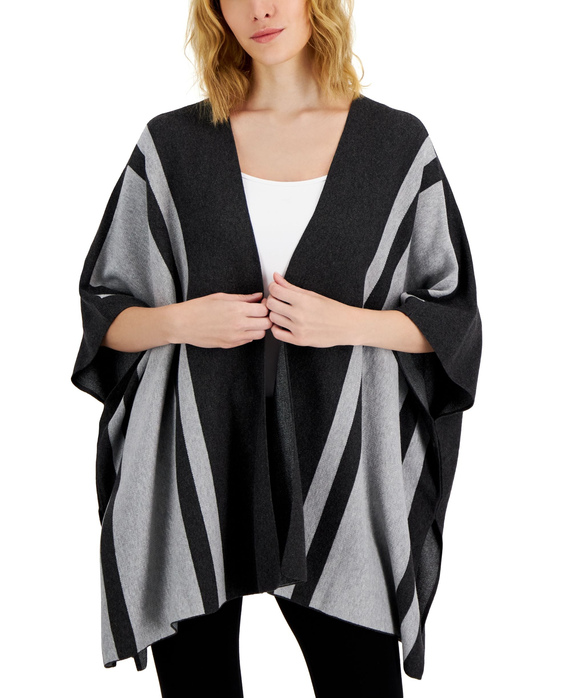 Alfani Petite Striped Cape Sweater