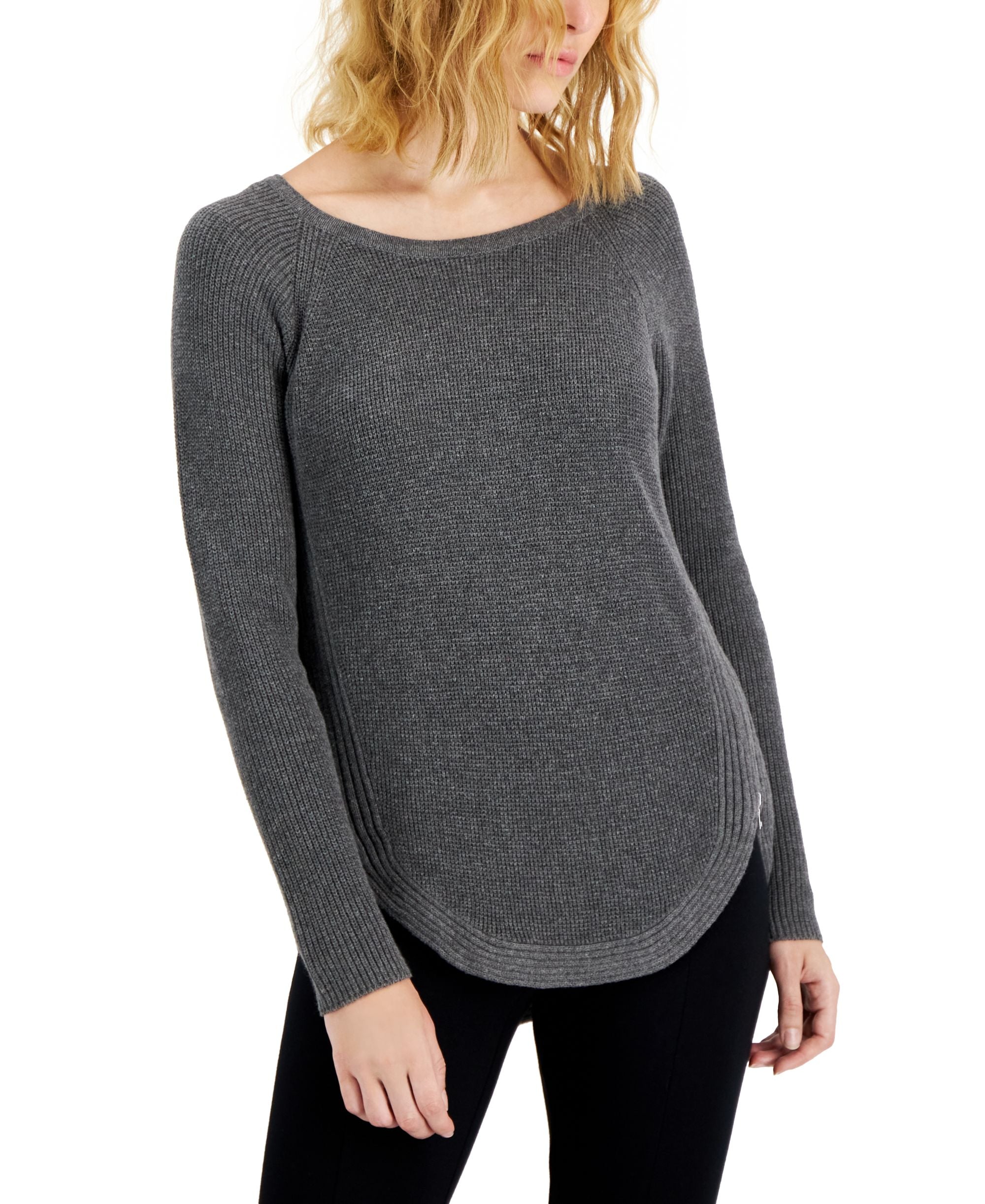 INC International Concepts Womens Waffle Knit Side Zip Tunic Sweater