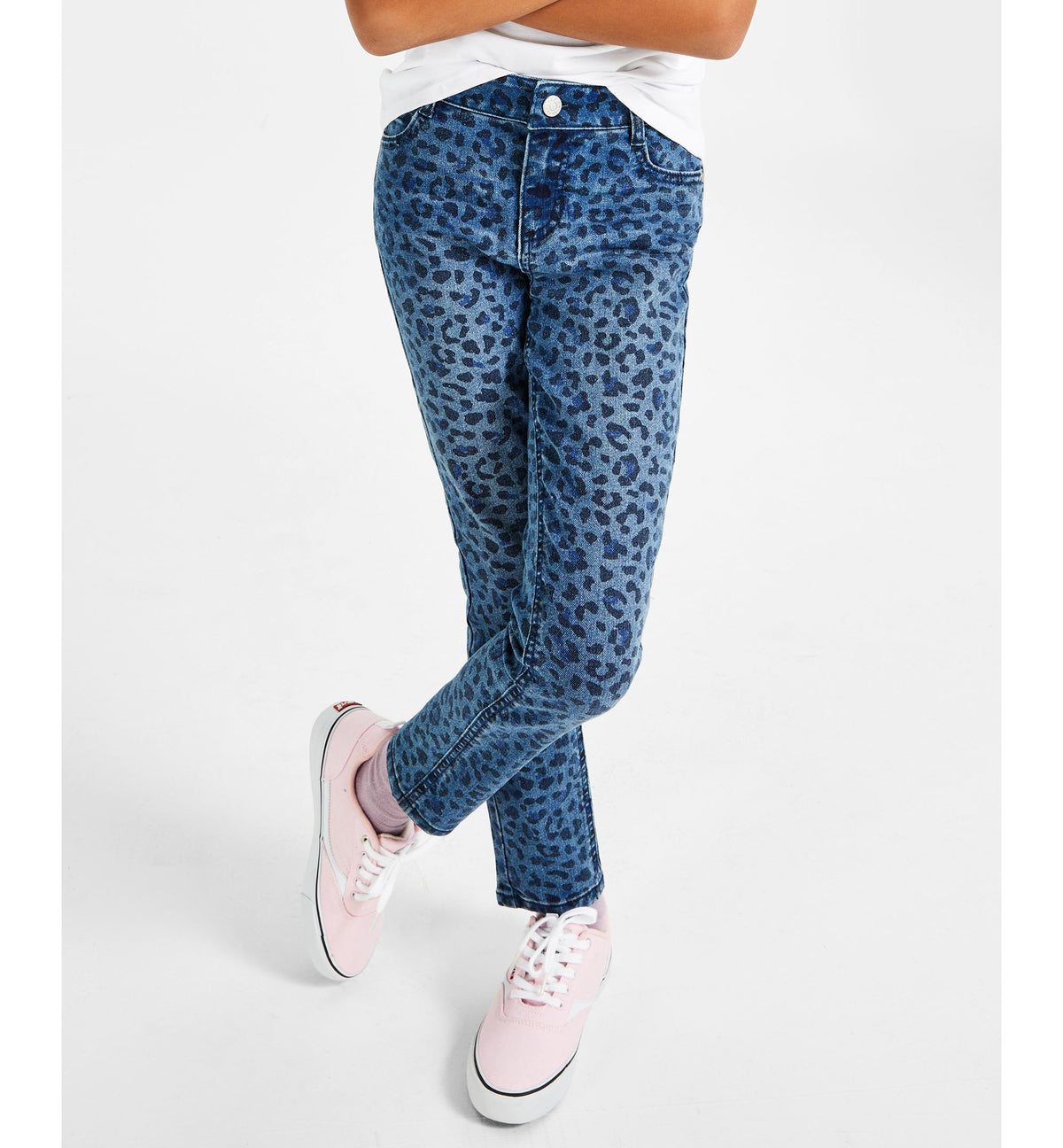 Big Girls Leopard Print Denim Skinny Jeans