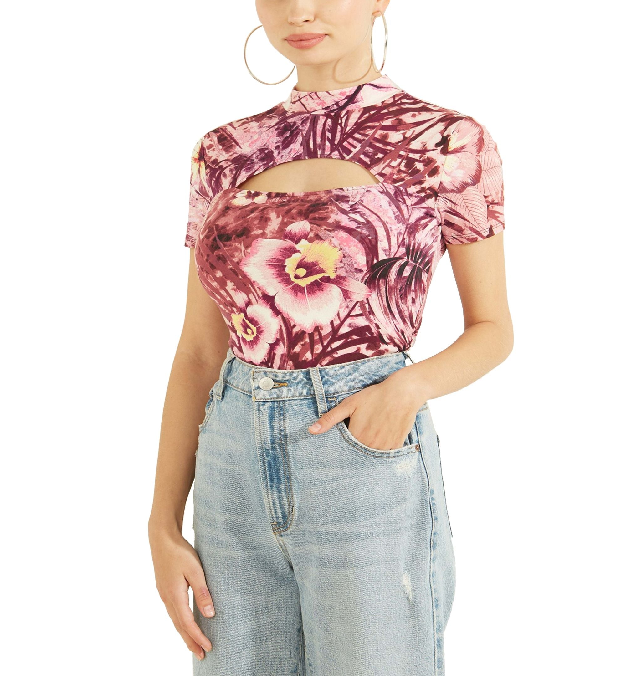 Guess Womens Gwen Cutout Top