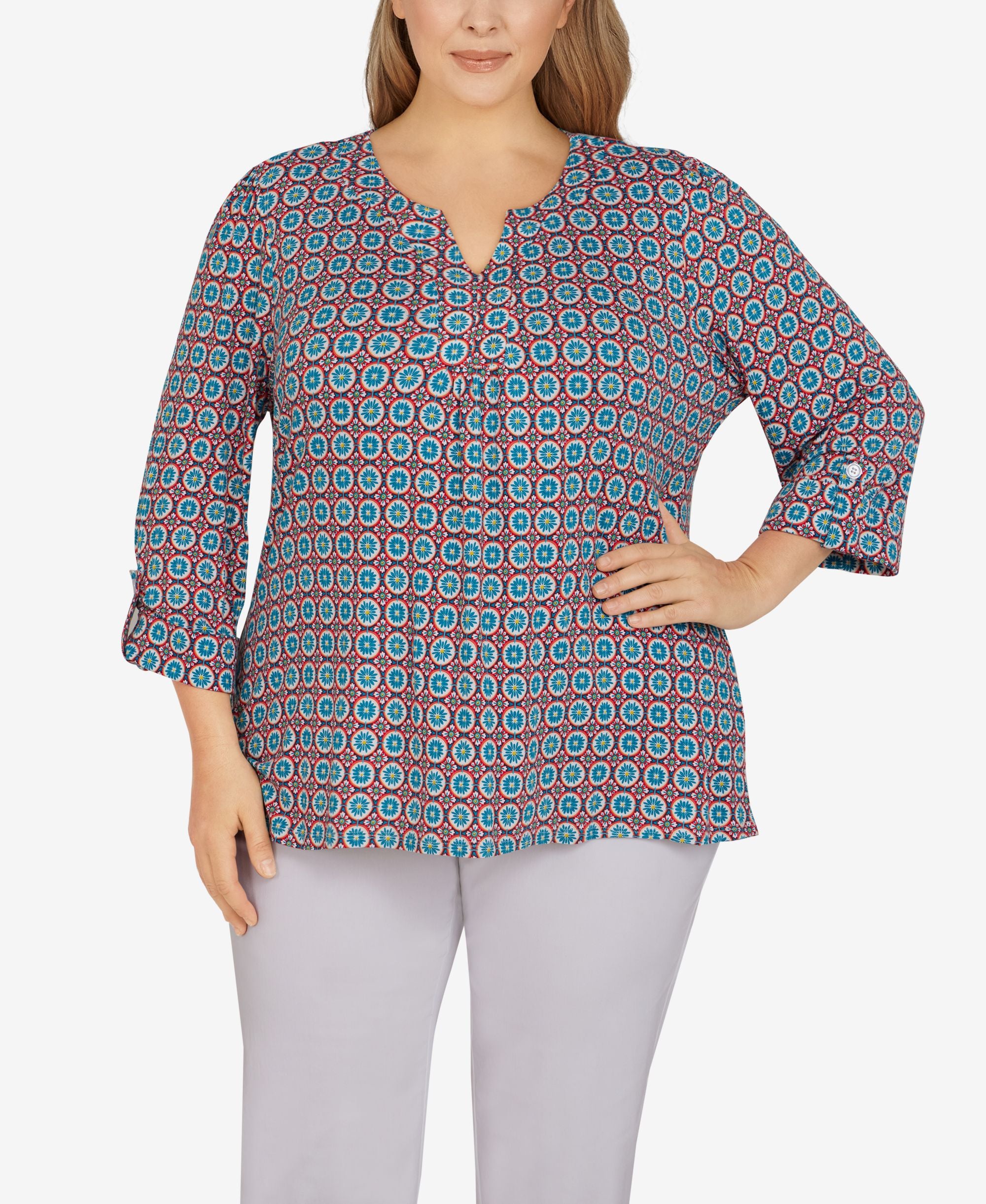 Plus Size Foulard Pleated Top