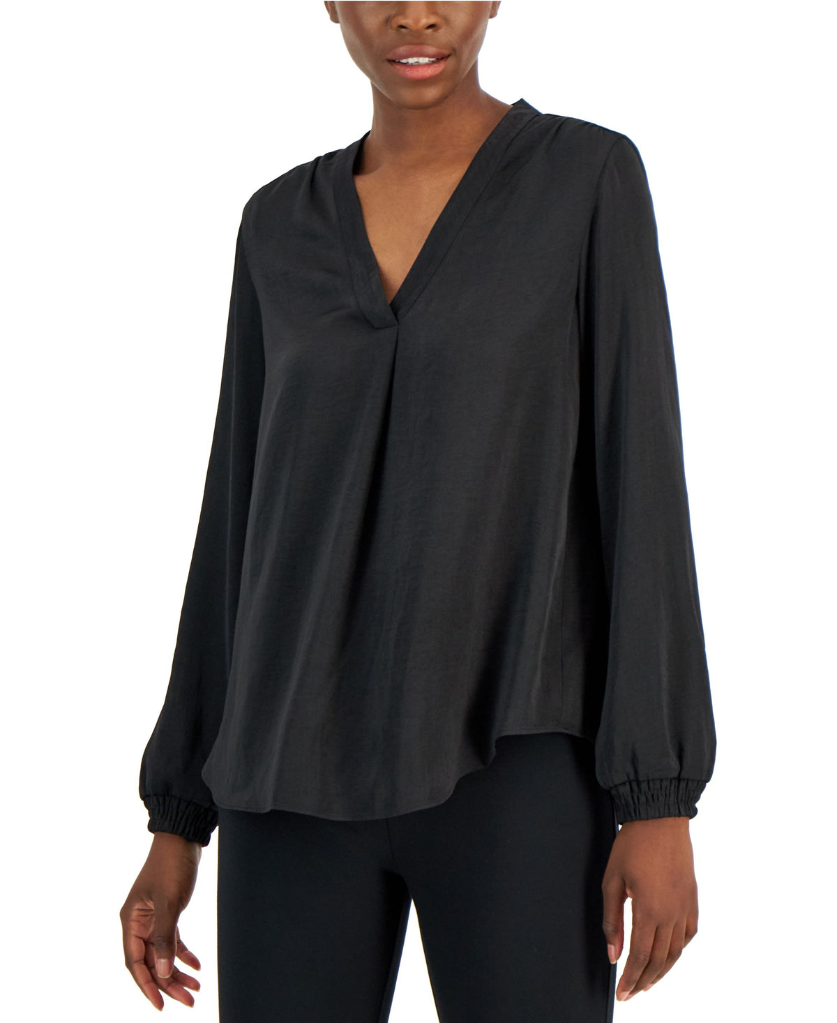 Alfani Womens Long Sleeve V Neck Blouse