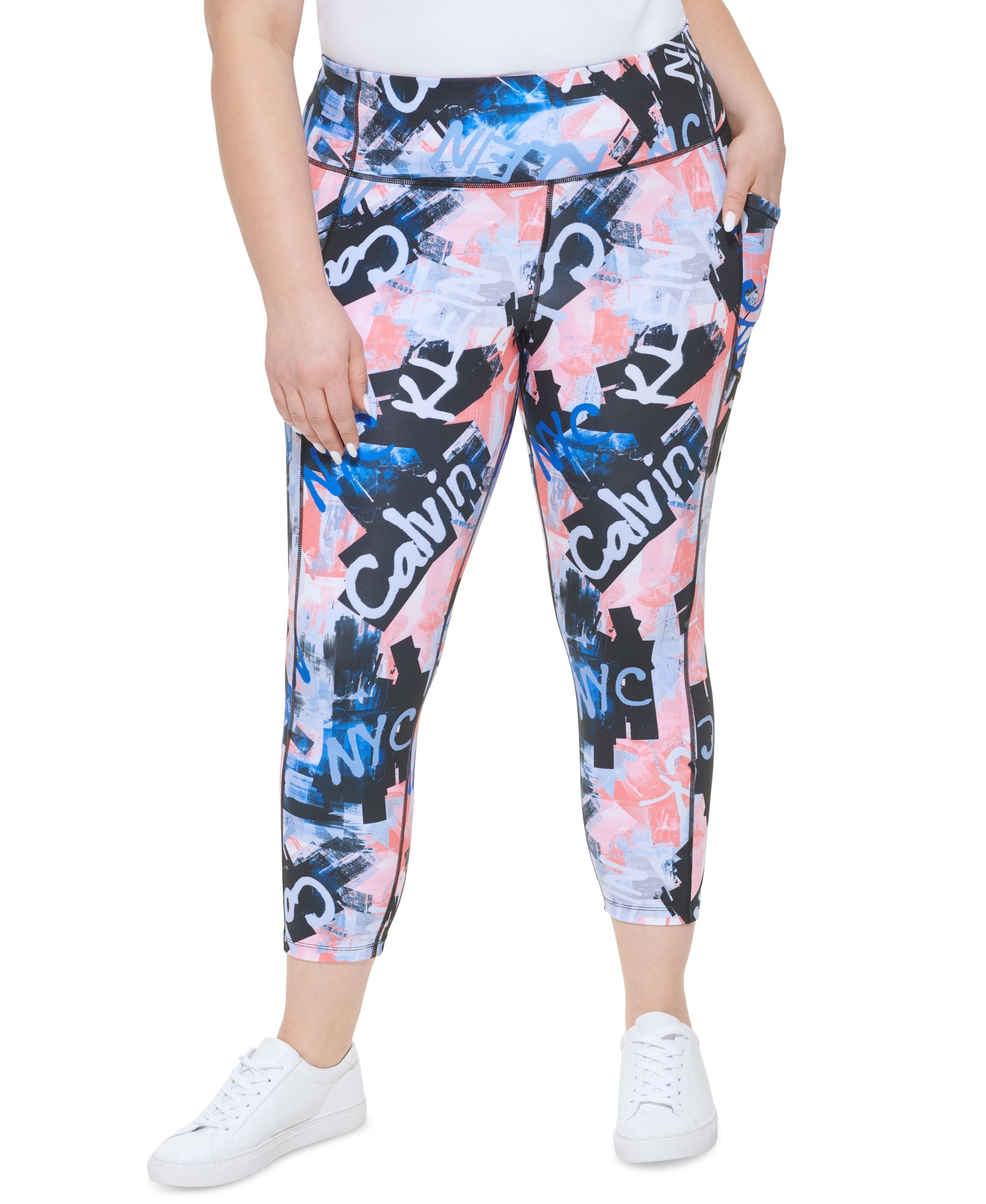 Calvin Klein Performance Plus Size Printed High Waist 7/8 Leggings